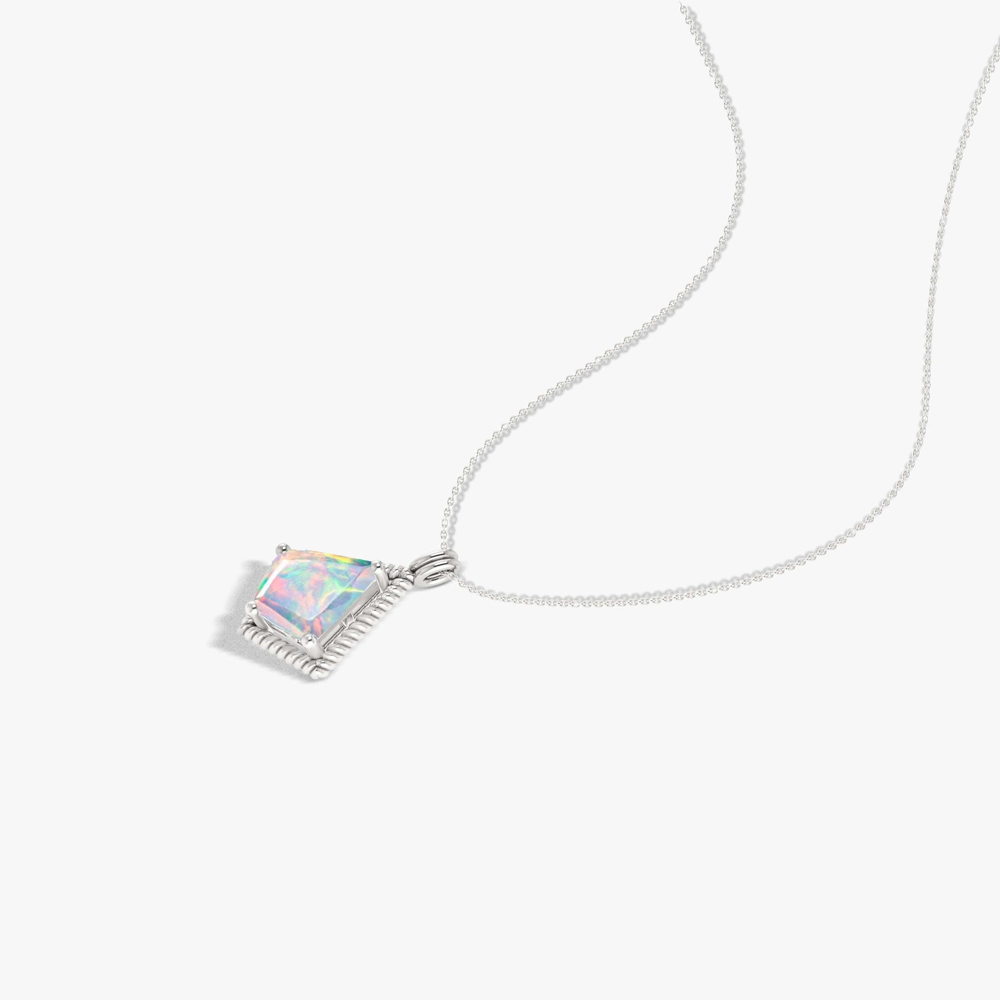 Natural White Opal Kite Style Chain Pendant Necklace - Goodstone Jewels
