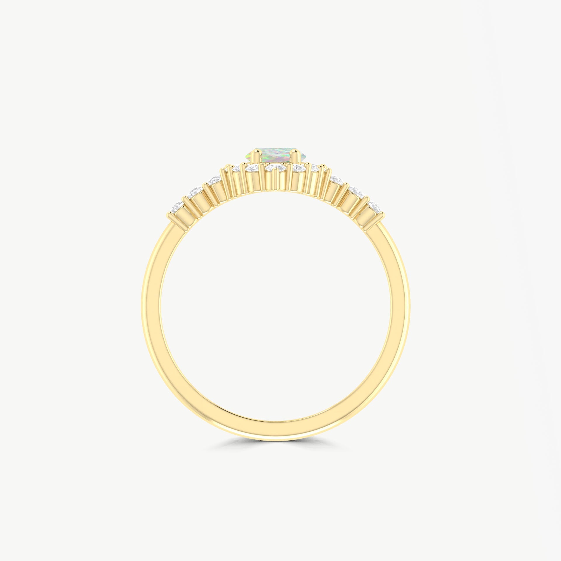 Natural White Opal Marquise Shape Halo Wedding Ring - Goodstone Jewels