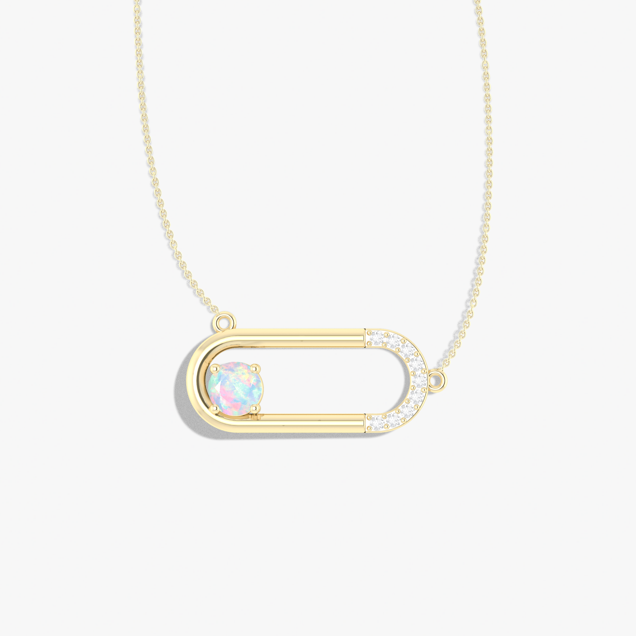 Natural White Opal Rectangle Style Chain Pendant Necklace at Goodstone Jewels