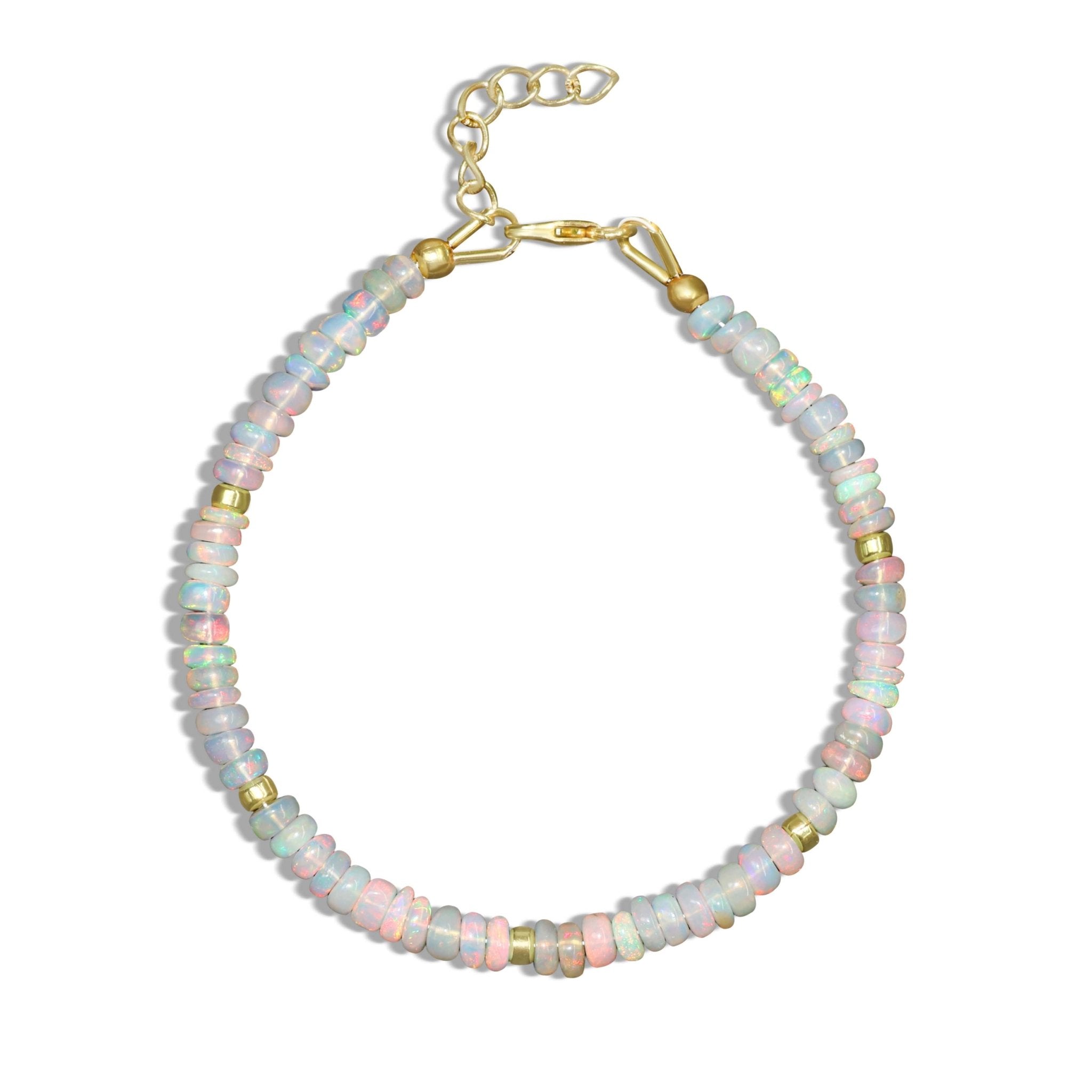 Natural White Opal Separator Bead Strand Rondelle Bracelet - Goodstone Jewels