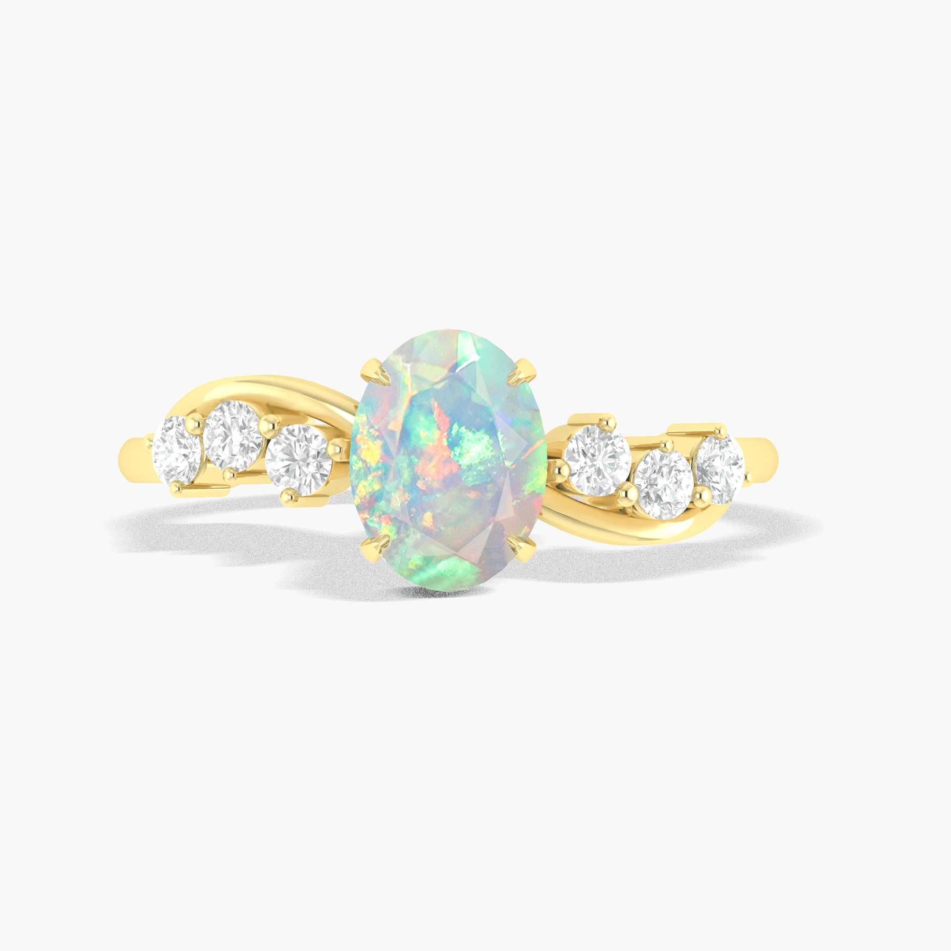 Natural White Opal Solitaire with Accents Ring with Gold Filled & Sterling Silver - Goodstone Jewels