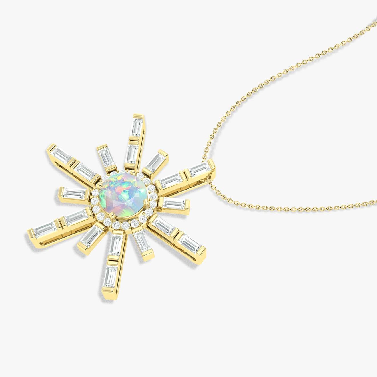 Natural White Opal Sun Charm Pendant Necklace - Goodstone Jewels