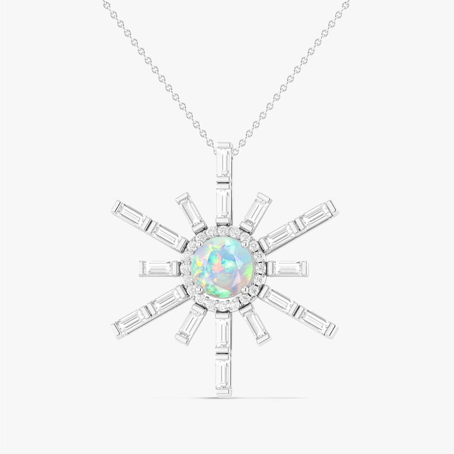 Natural White Opal Sun Charm Pendant Necklace - Goodstone Jewels