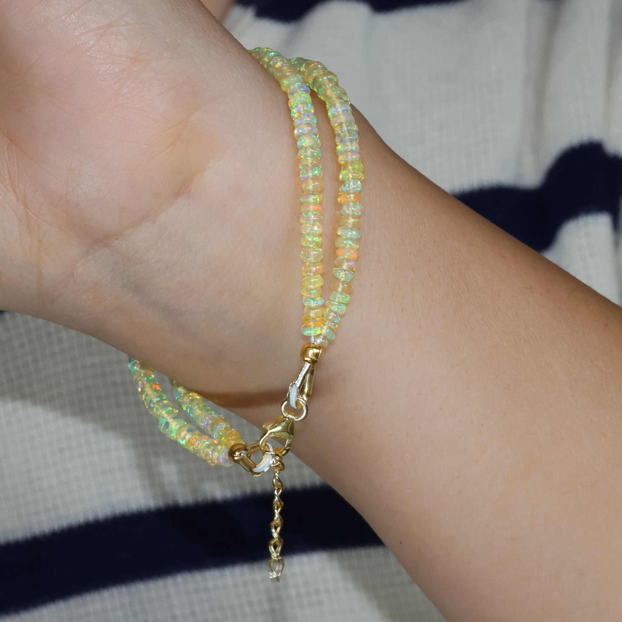 Natural Yellow Opal 2 Strand Plain Beaded Handmade Bracelet - Goodstone Jewels