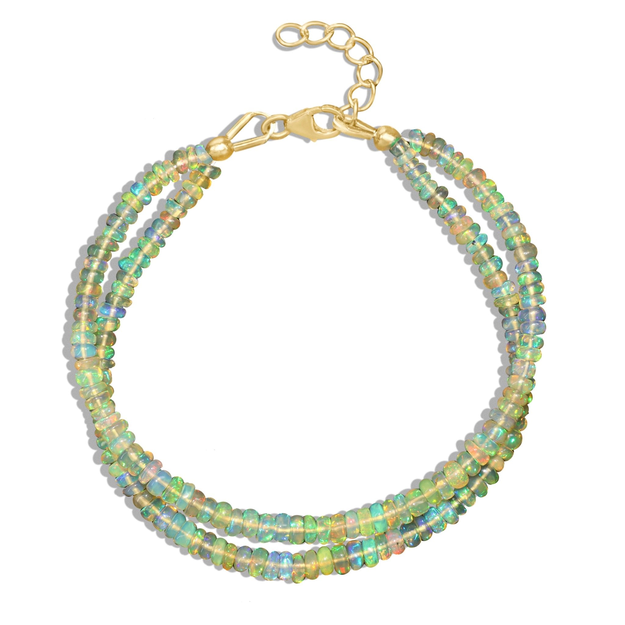 Natural yellow opal 2 strand gold plated bracelet in elegant bead bracelet designs