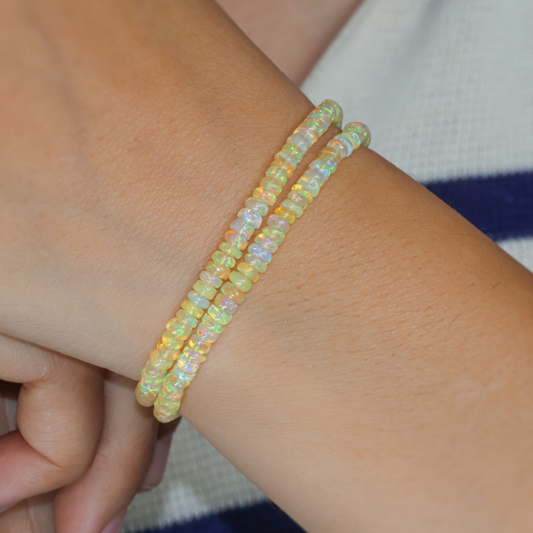 Natural Yellow Opal 2 Strand Plain Beaded Handmade Bracelet - Goodstone Jewels