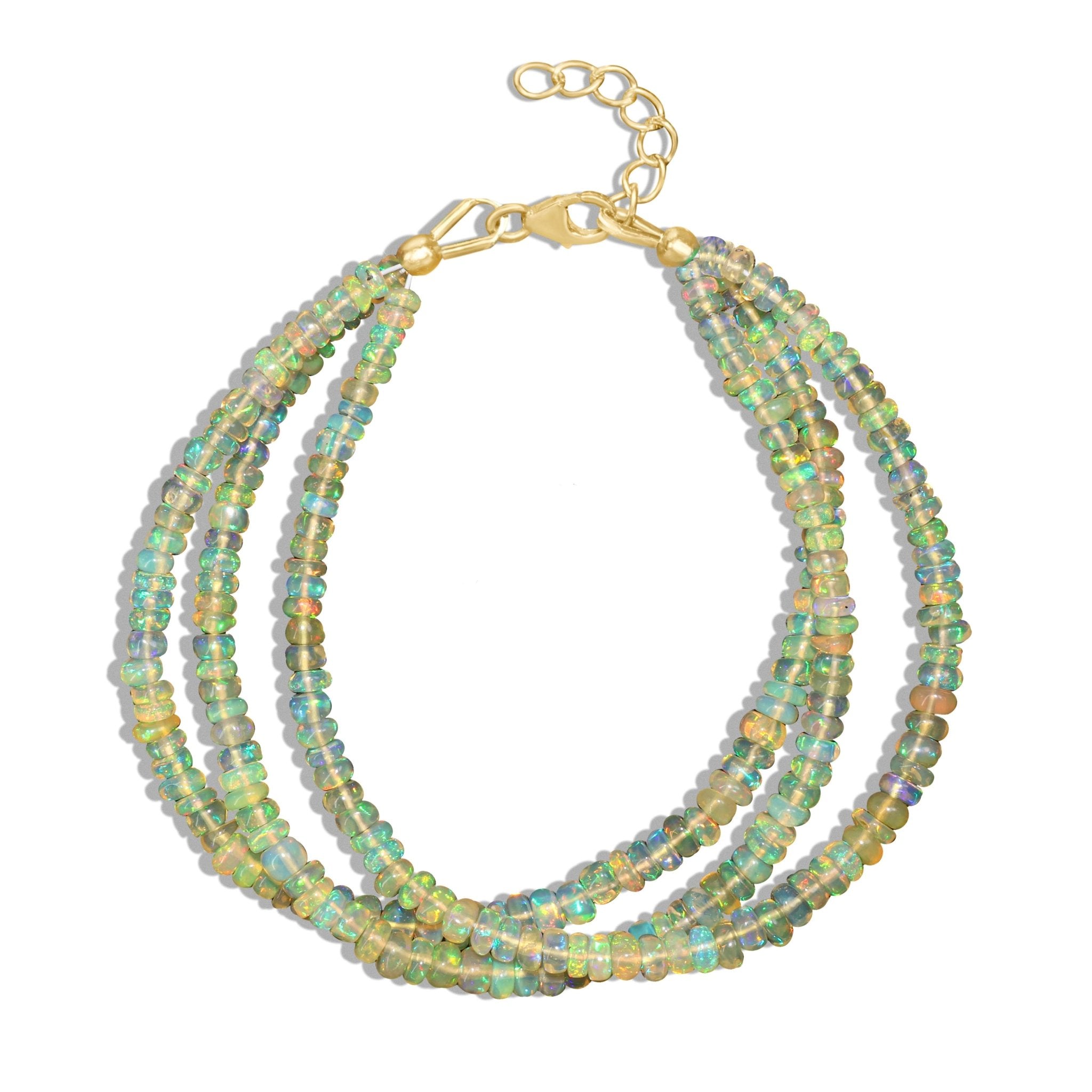 Natural Yellow Opal 3 Strand Plain Beaded Bracelet - Goodstone Jewels