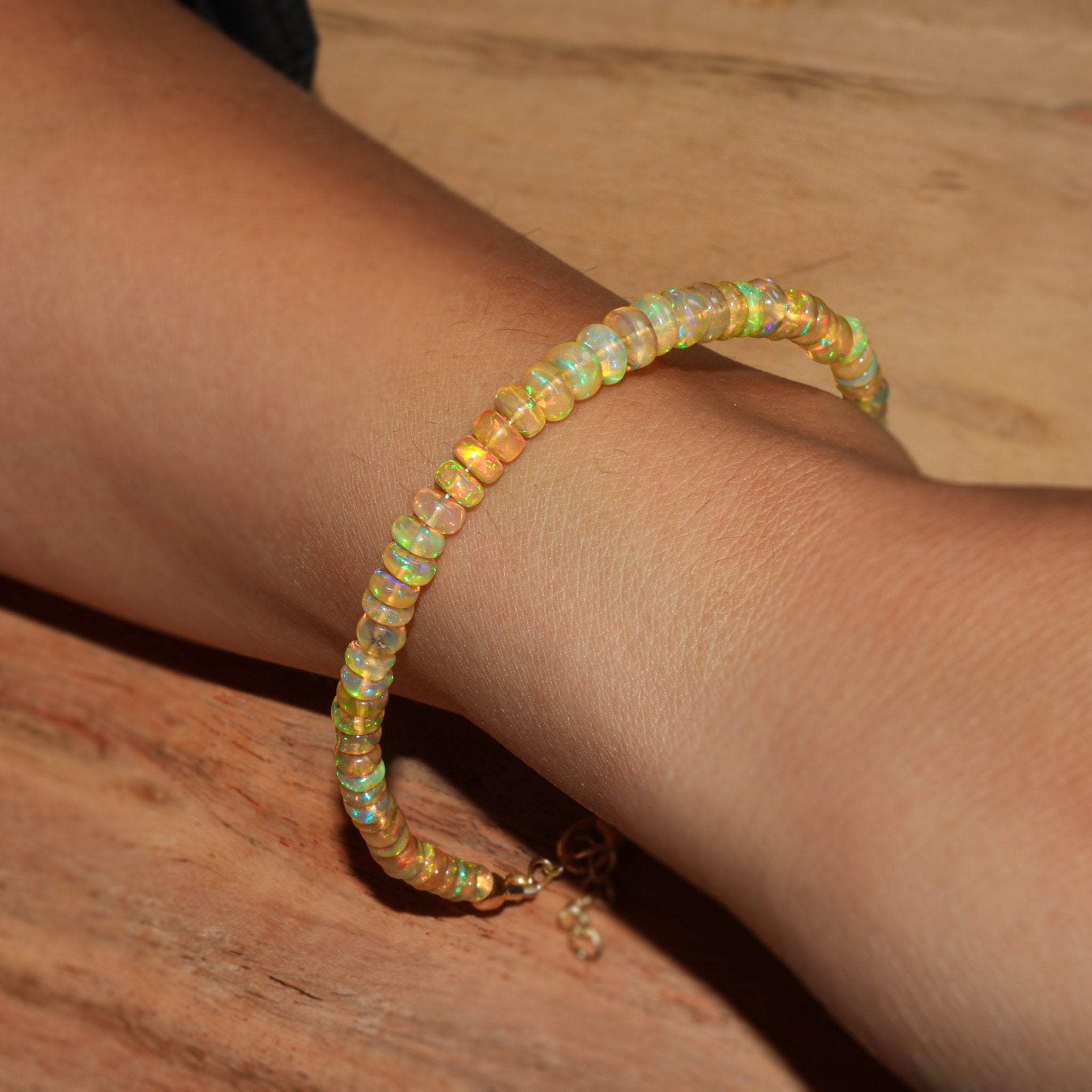 Natural Yellow Opal 4 - 5MM Plain Beaded Handmade Bracelet - Goodstone Jewels