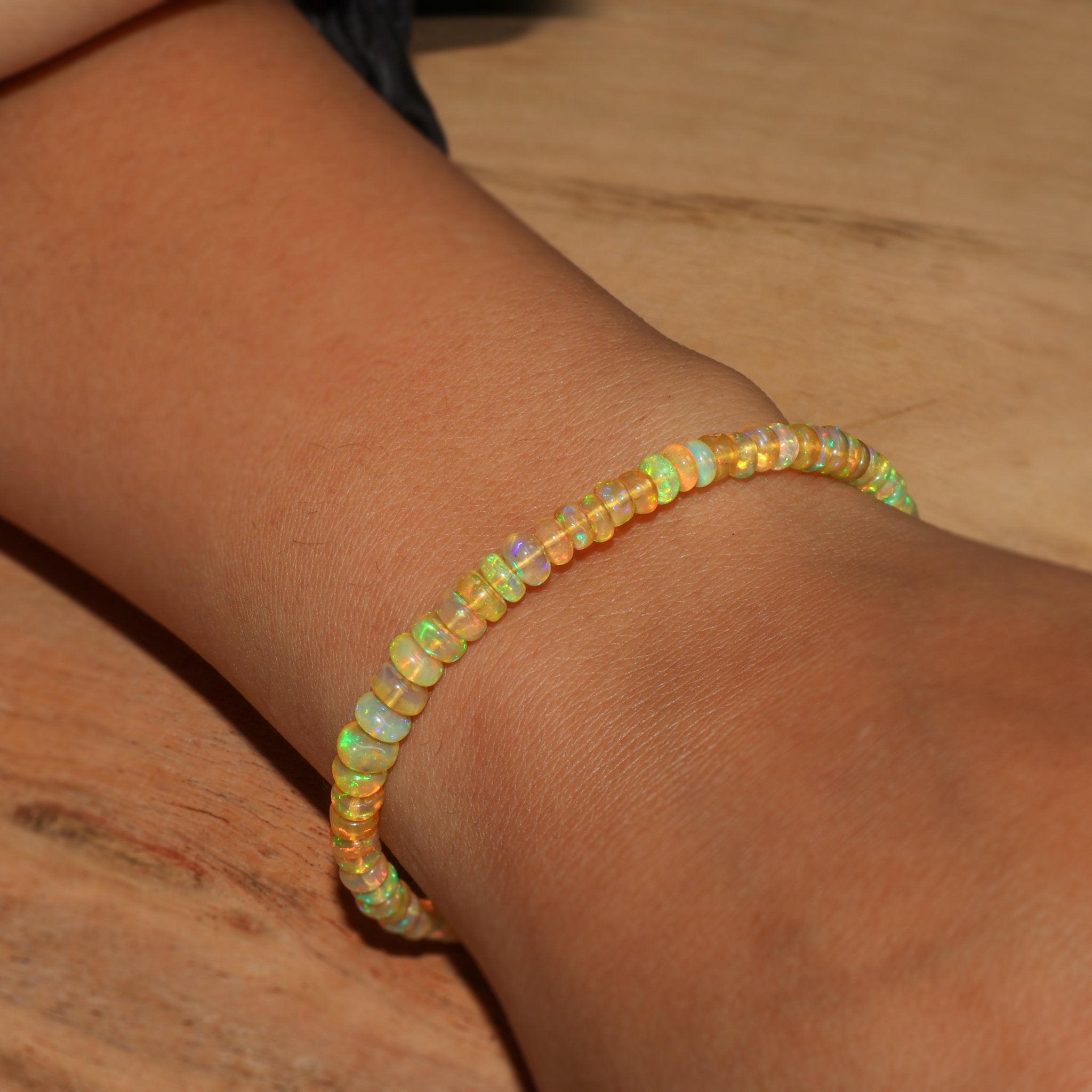 Natural Yellow Opal 4 - 5MM Plain Beaded Handmade Bracelet - Goodstone Jewels