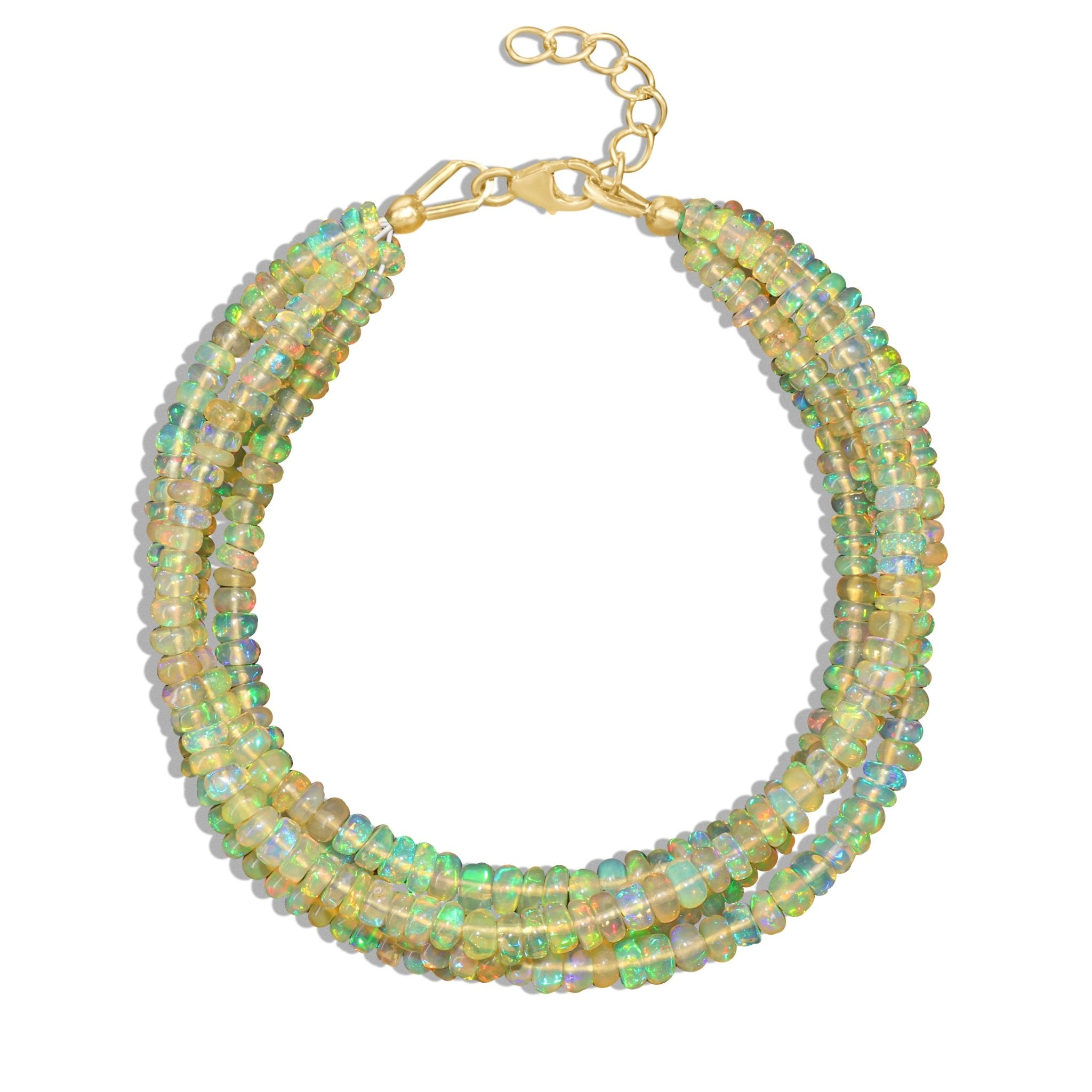Natural yellow opal 4 strand gold plated bracelet in elegant bead bracelet designs