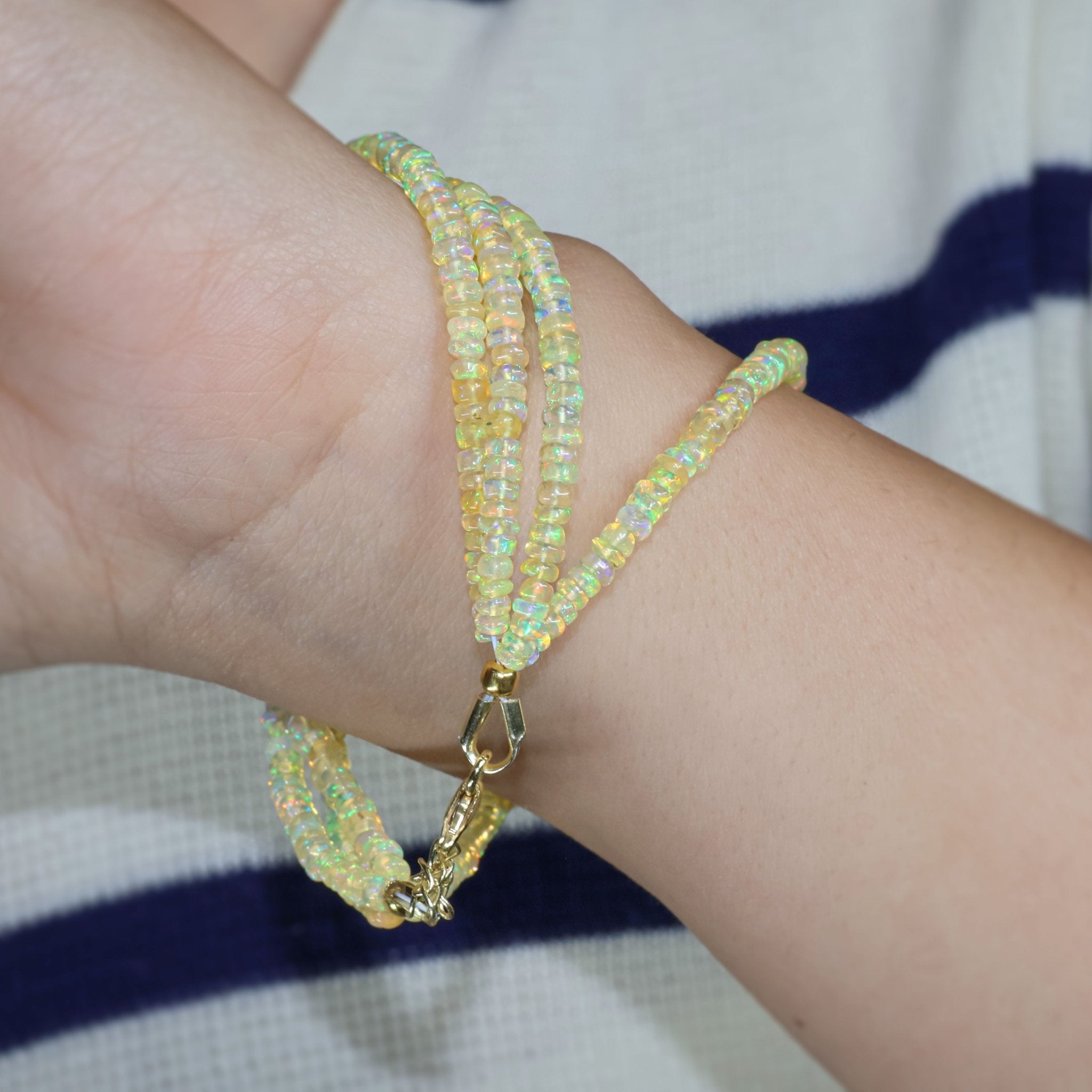 Natural Yellow Opal 4 Strand Plain Beaded Bracelet - Goodstone Jewels