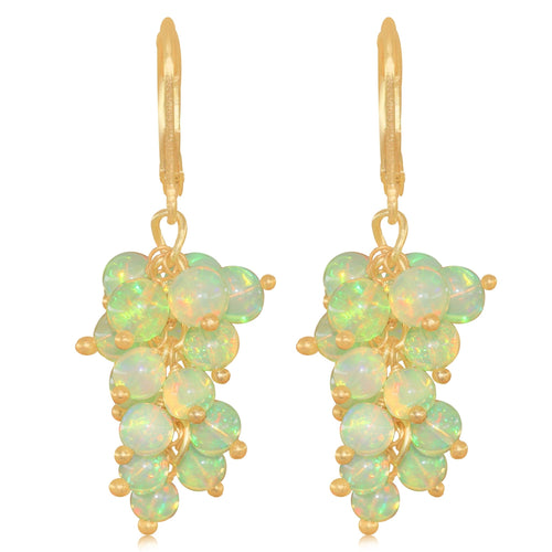 Yellow Opal Earrings – Dainty Bead Dangle | Handmade Gemstone Minimalist Jewelry