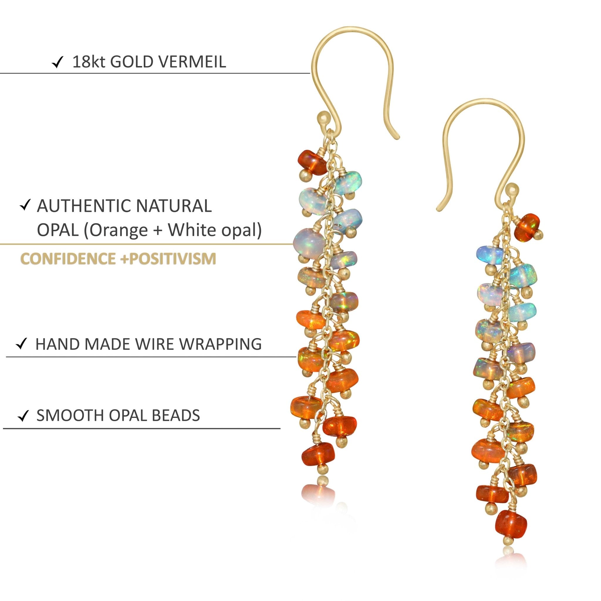 Orange and White Opal Color Beaded Earrings - Goodstone Jewels