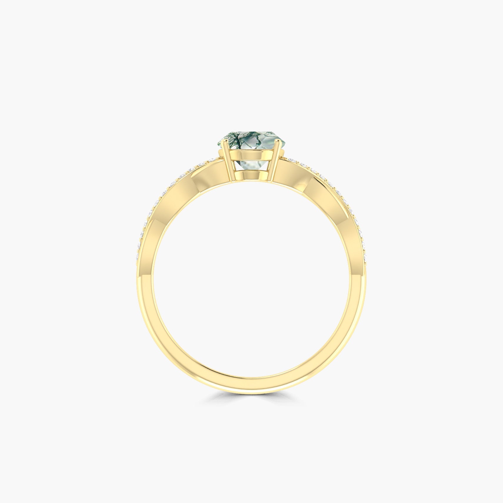 Oval Moss Agate wedding statement ring for women - Goodstone Jewels