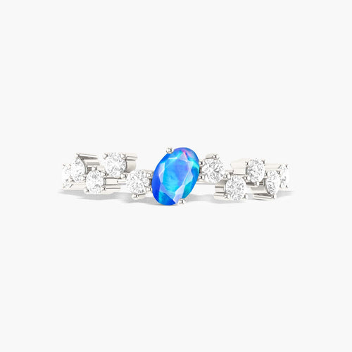 Natural Blue Opal Engagement Ring for Women