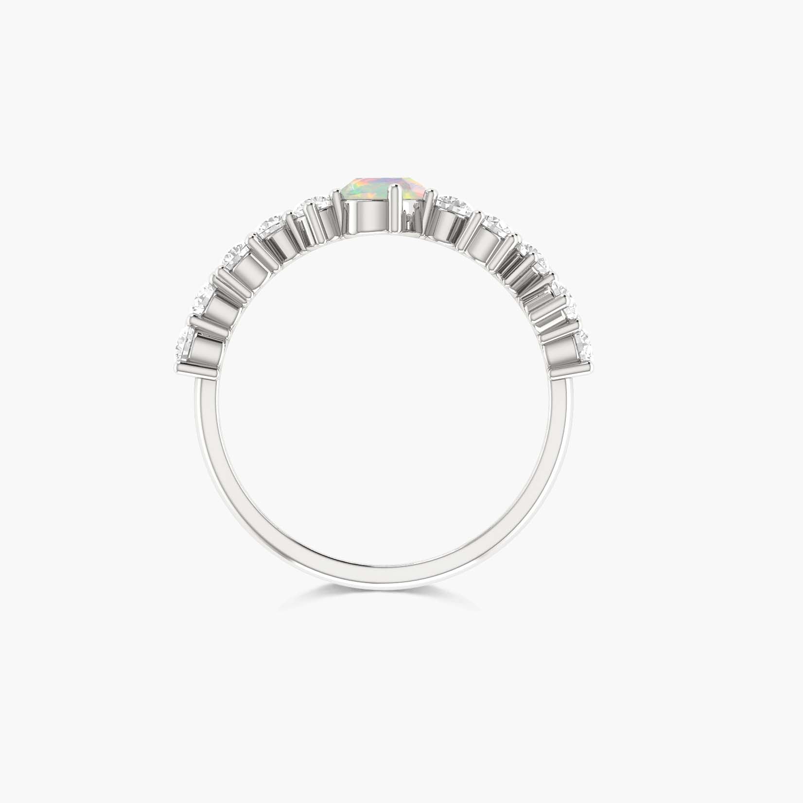 Oval Shape 6X4 MM Natural White Opal Engagement Ring - Goodstone Jewels