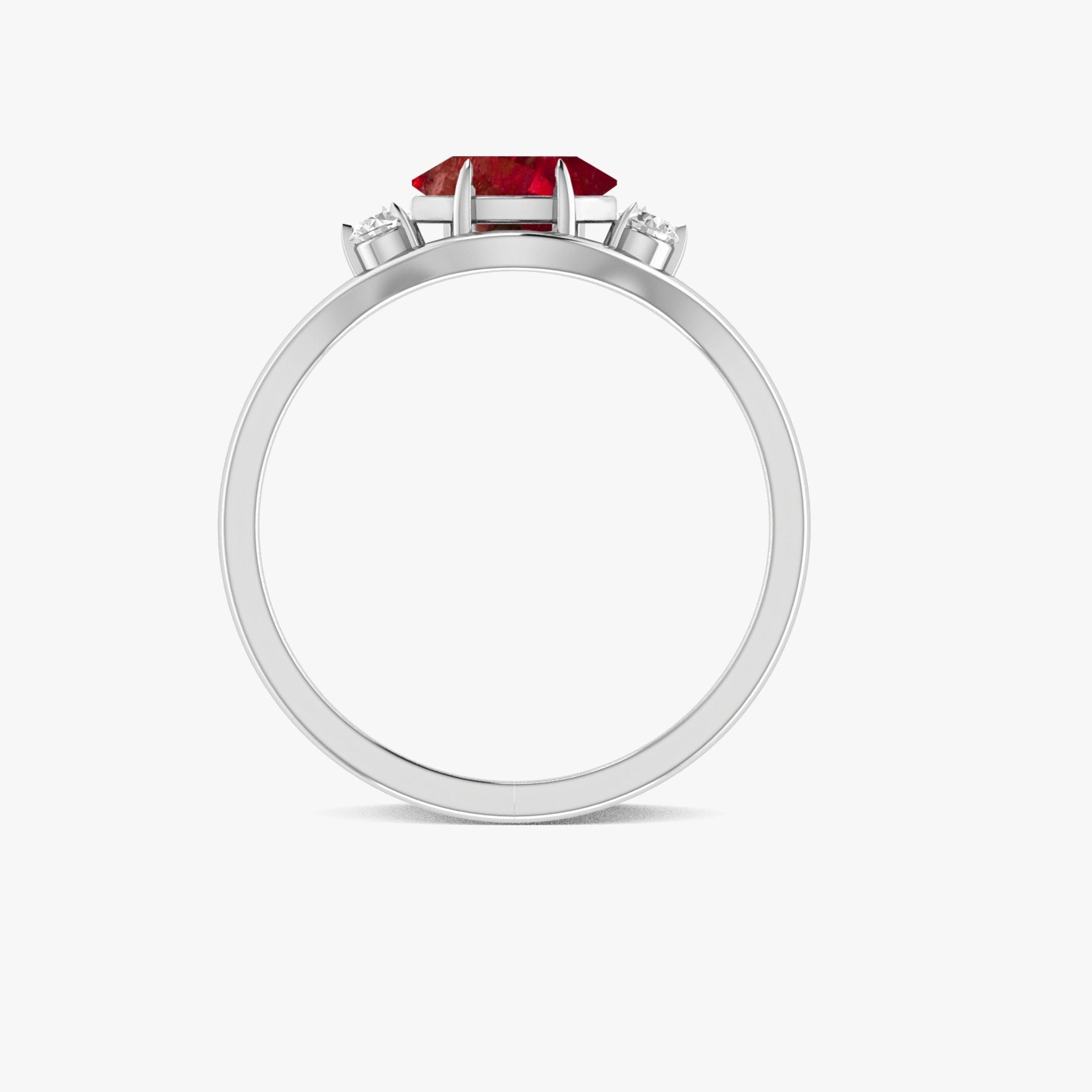 Oval Shape 7X5 MM Natural Ruby Three Stone Ring - Goodstone Jewels