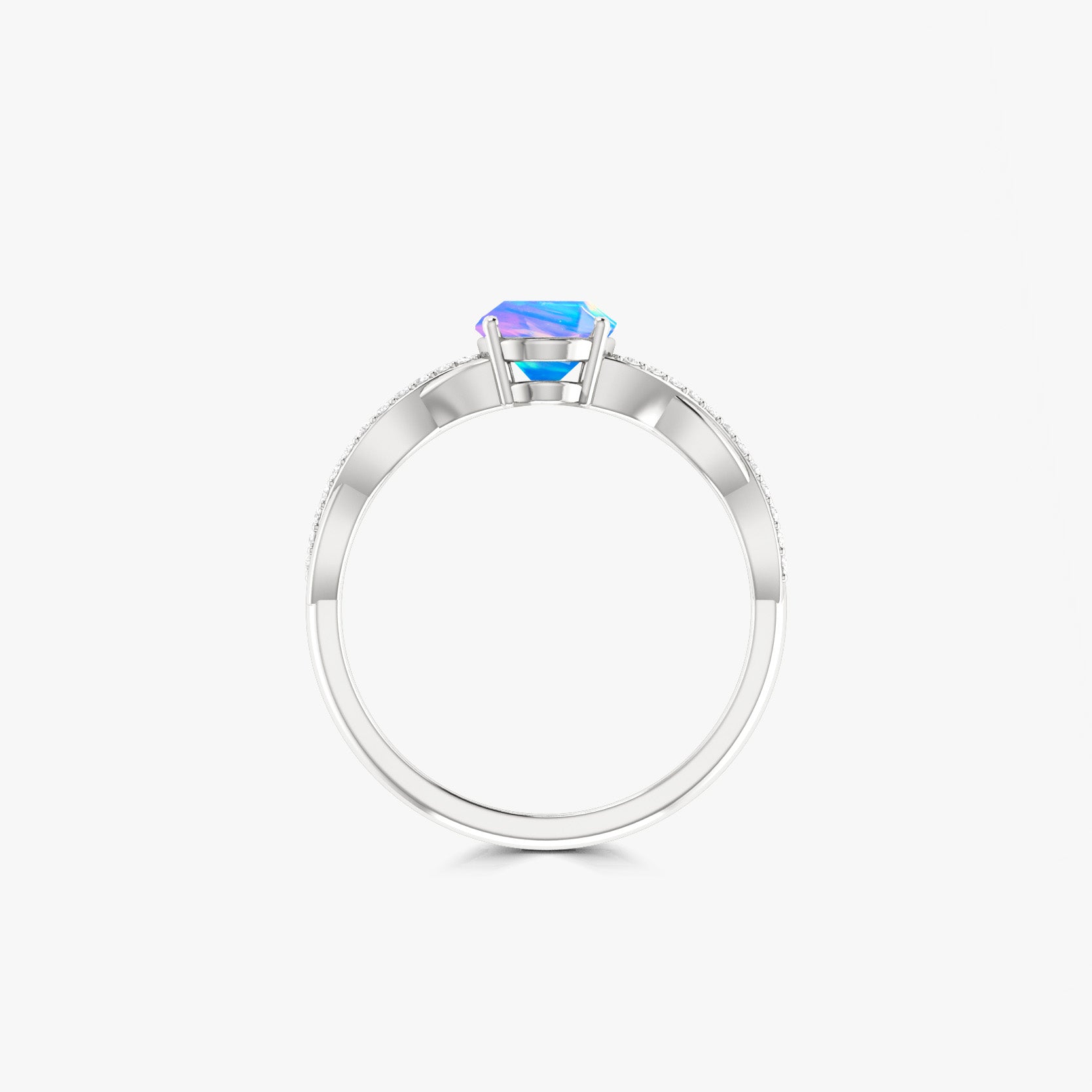 Oval Shape 8X6 MM Natural Blue Opal Crossover Statement Ring - Goodstone Jewels