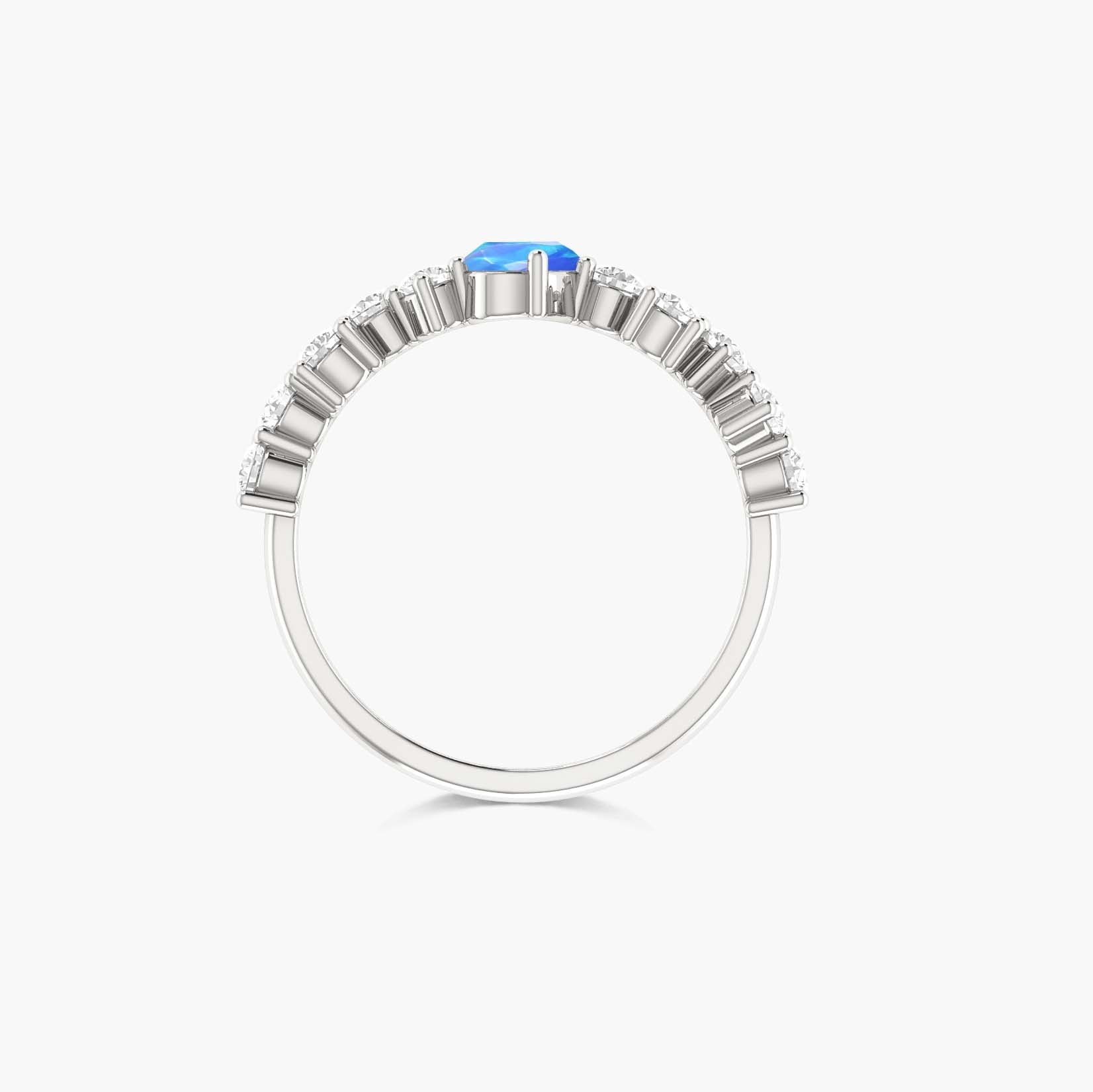 Oval shape Blue fire opal with zircon Gold vermeil ring - Goodstone Jewels