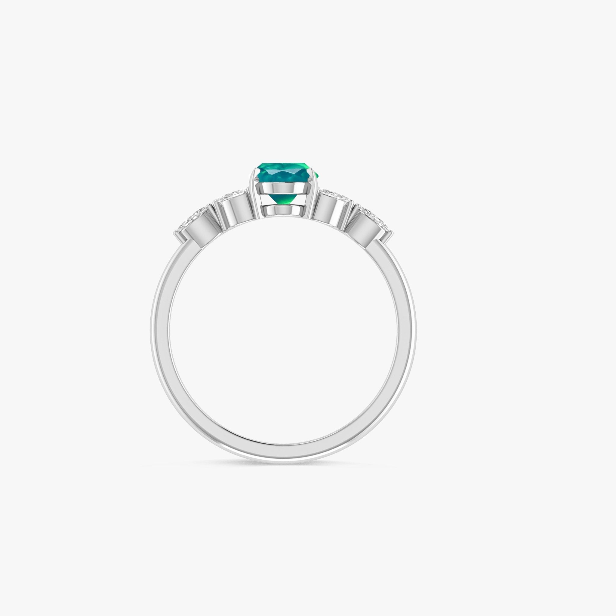 Oval Shape Natural Green Opal Statement Ring in Silver & Yellow Gold Filled - Goodstone Jewels