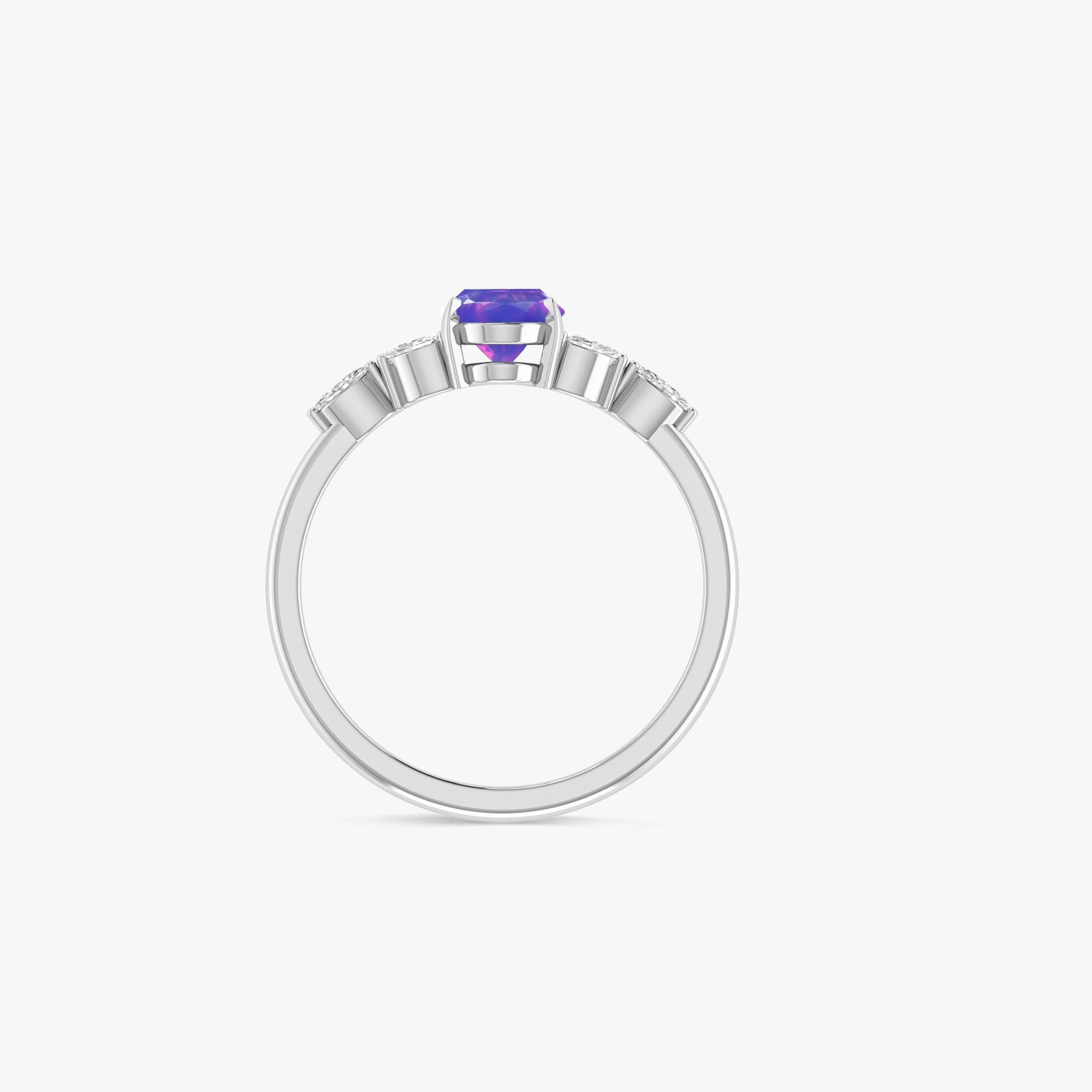Oval Shape Natural Lavender Opal Statement Ring in Silver & Yellow Gold Filled - Goodstone Jewels