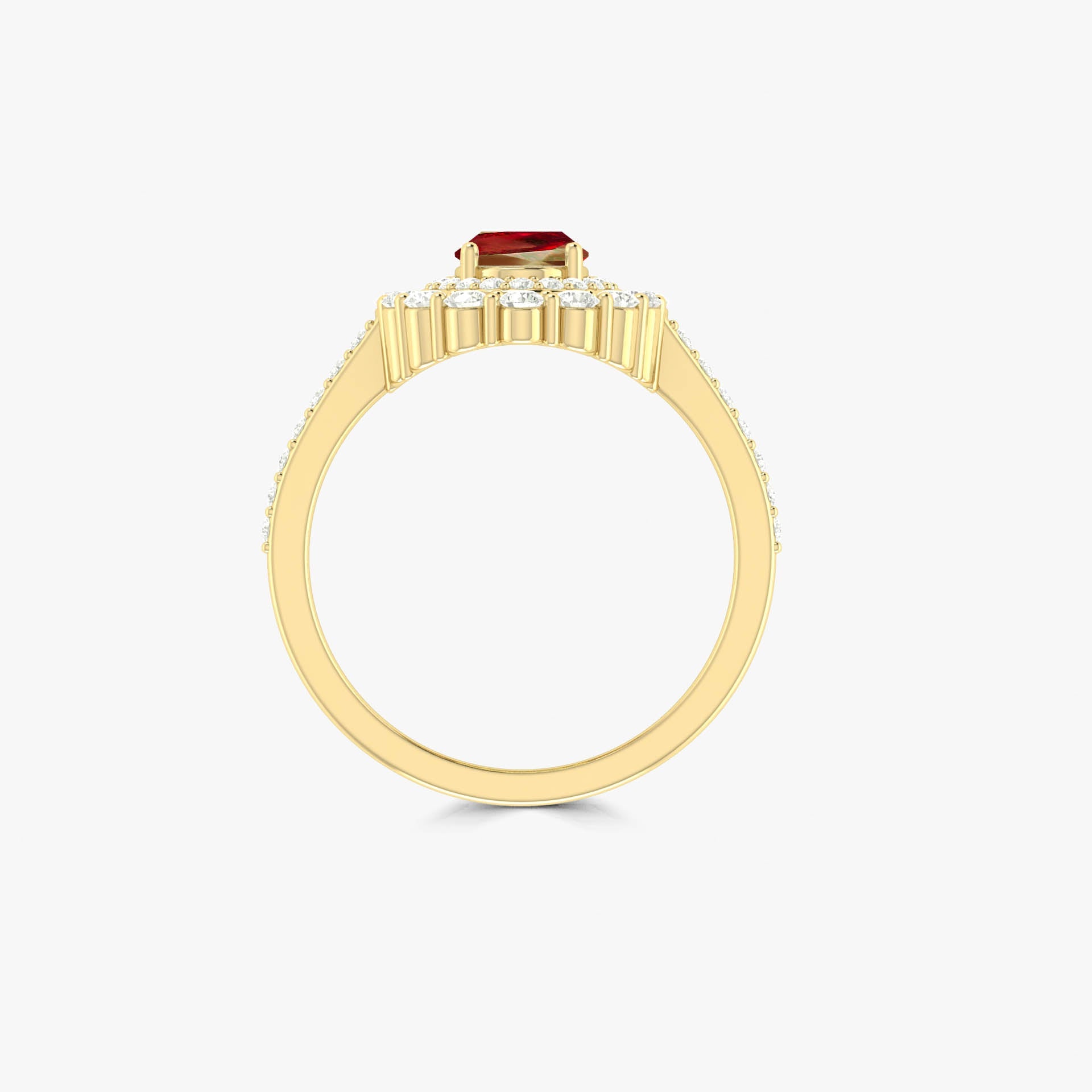 Oval Shape Natural Ruby Double Halo Wedding Ring - Goodstone Jewels
