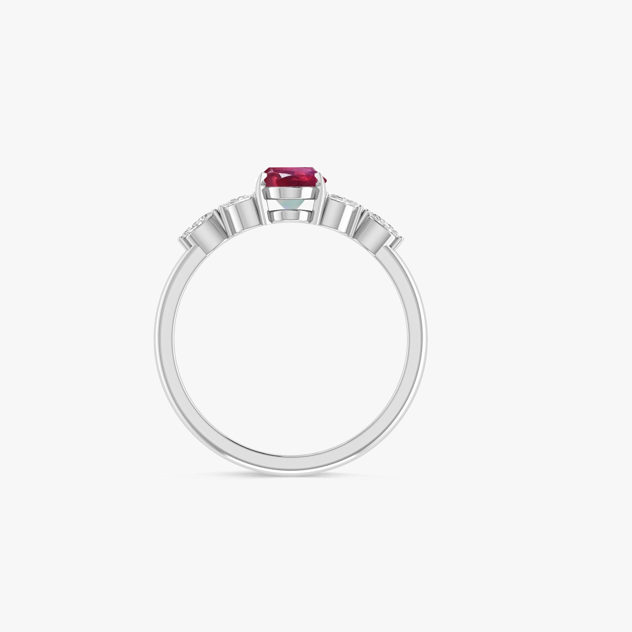Oval Shape Natural Ruby Statement Ring in Silver & Yellow Gold Filled - Goodstone Jewels