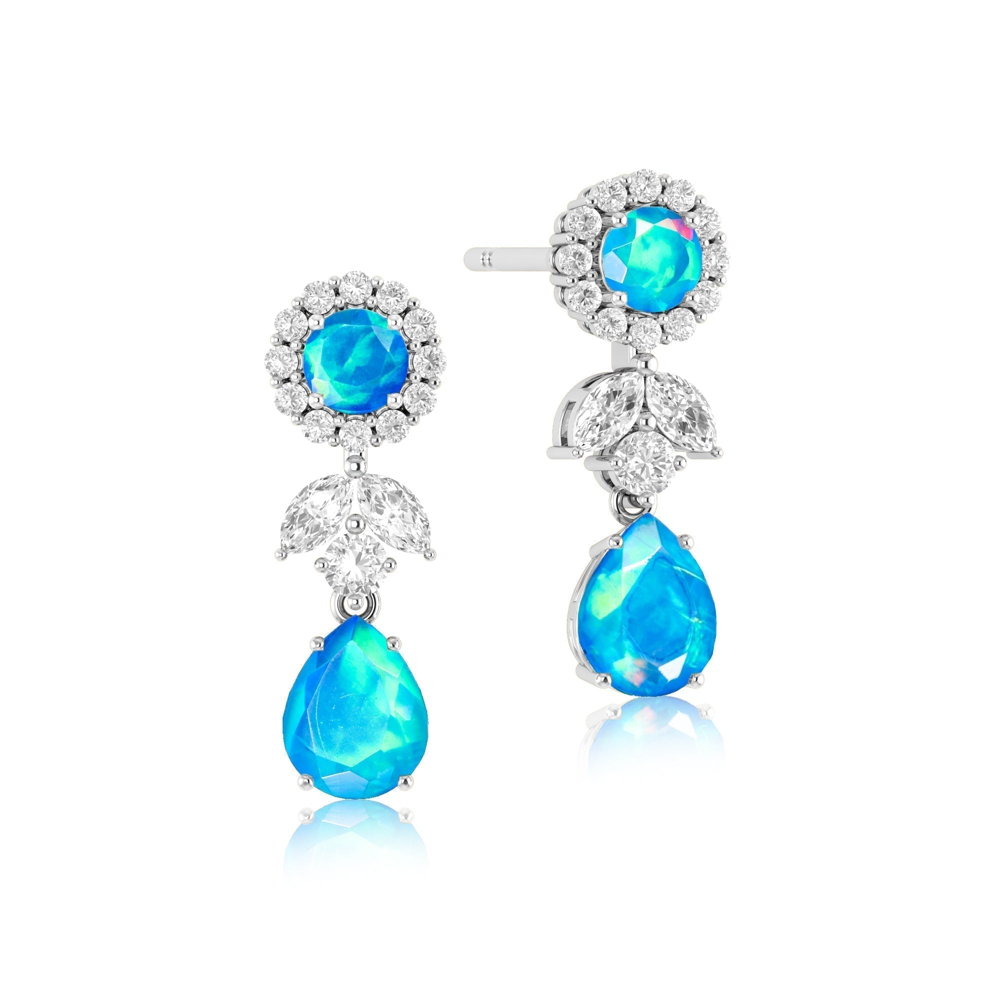 Paraiba Fire Dual Opal Drop and Stud Earring - Goodstone Jewels