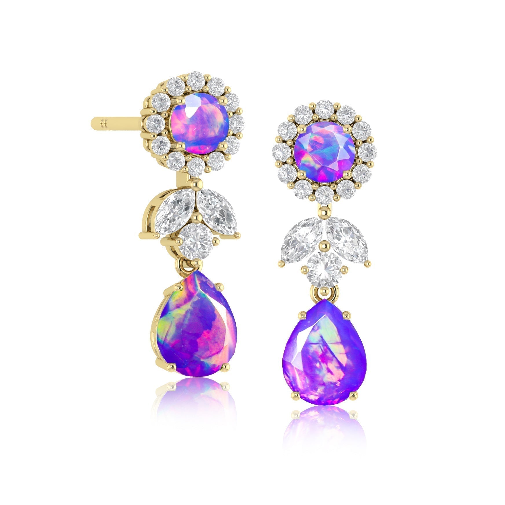 Paraiba Fire Dual Opal Drop and Stud Earring - Goodstone Jewels