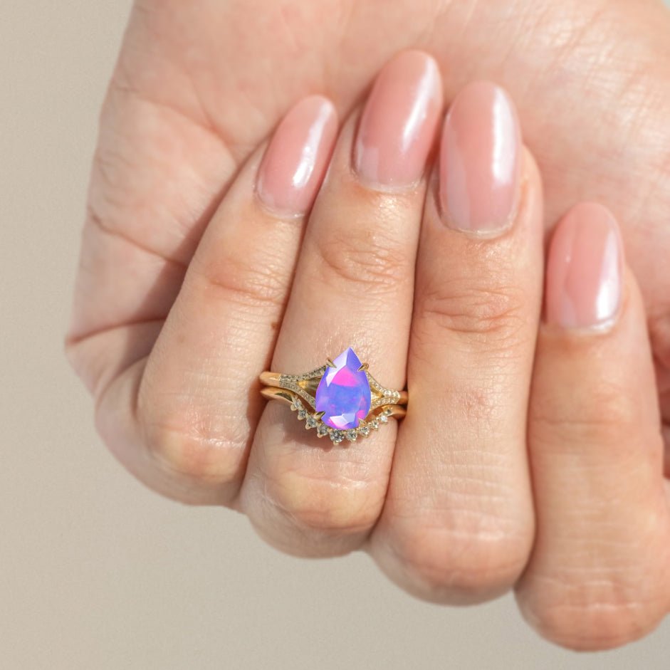 Pear Shape 1.2 Carat Natural Lavender Opal Statement Ring - Goodstone Jewels