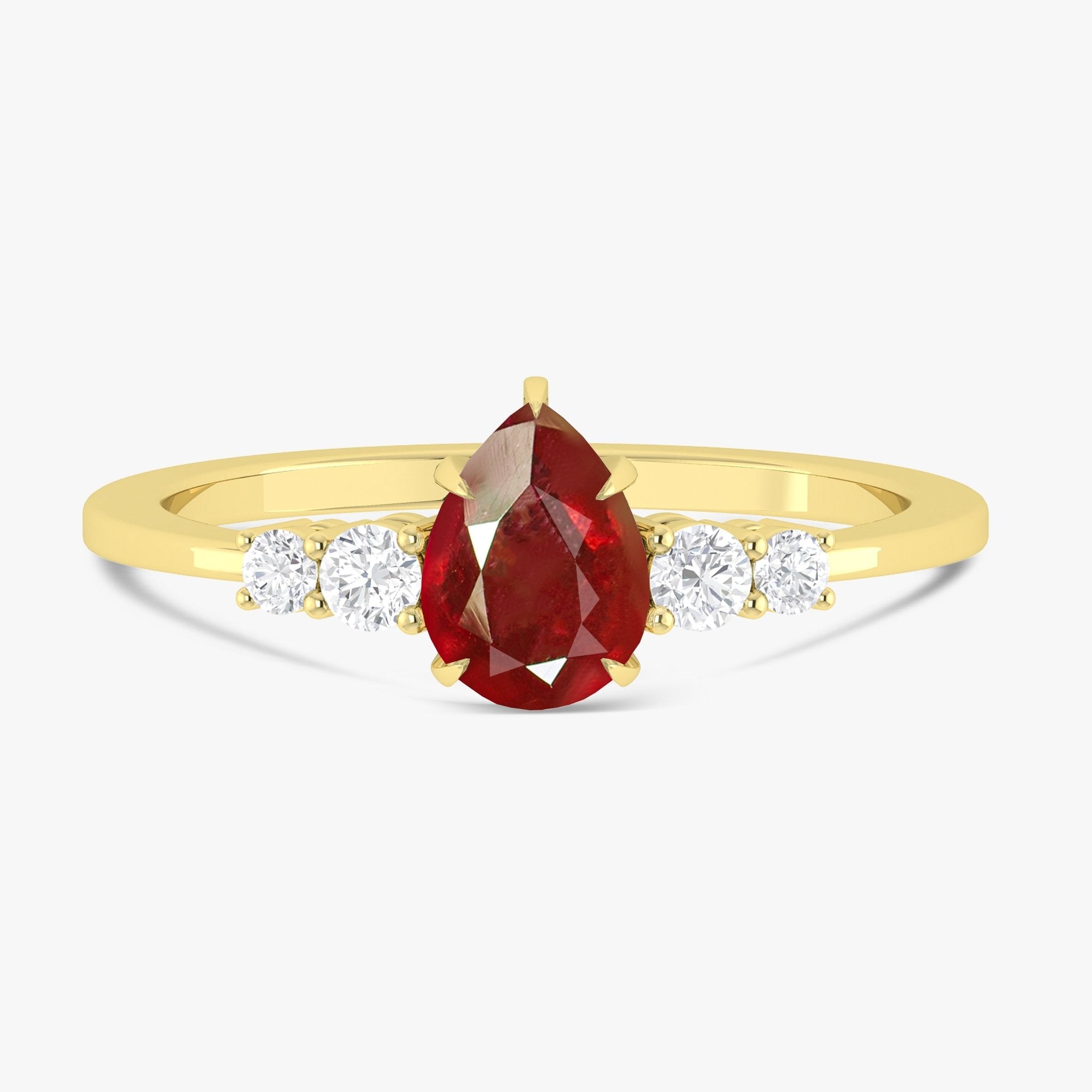 Pear shape natural ruby ring