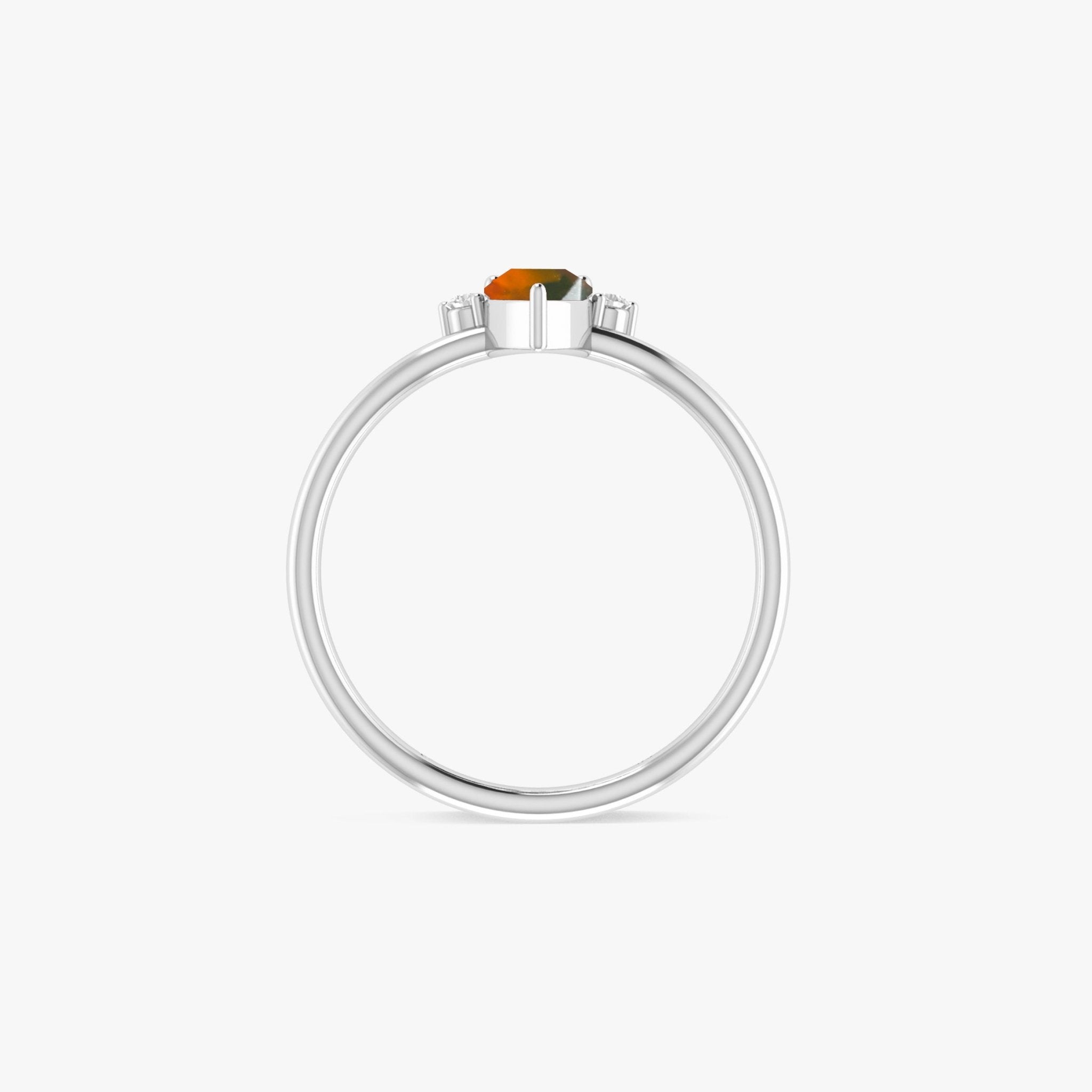 Pear Shape Natural Black Opal and White Zircon Floral Ring - Goodstone Jewels