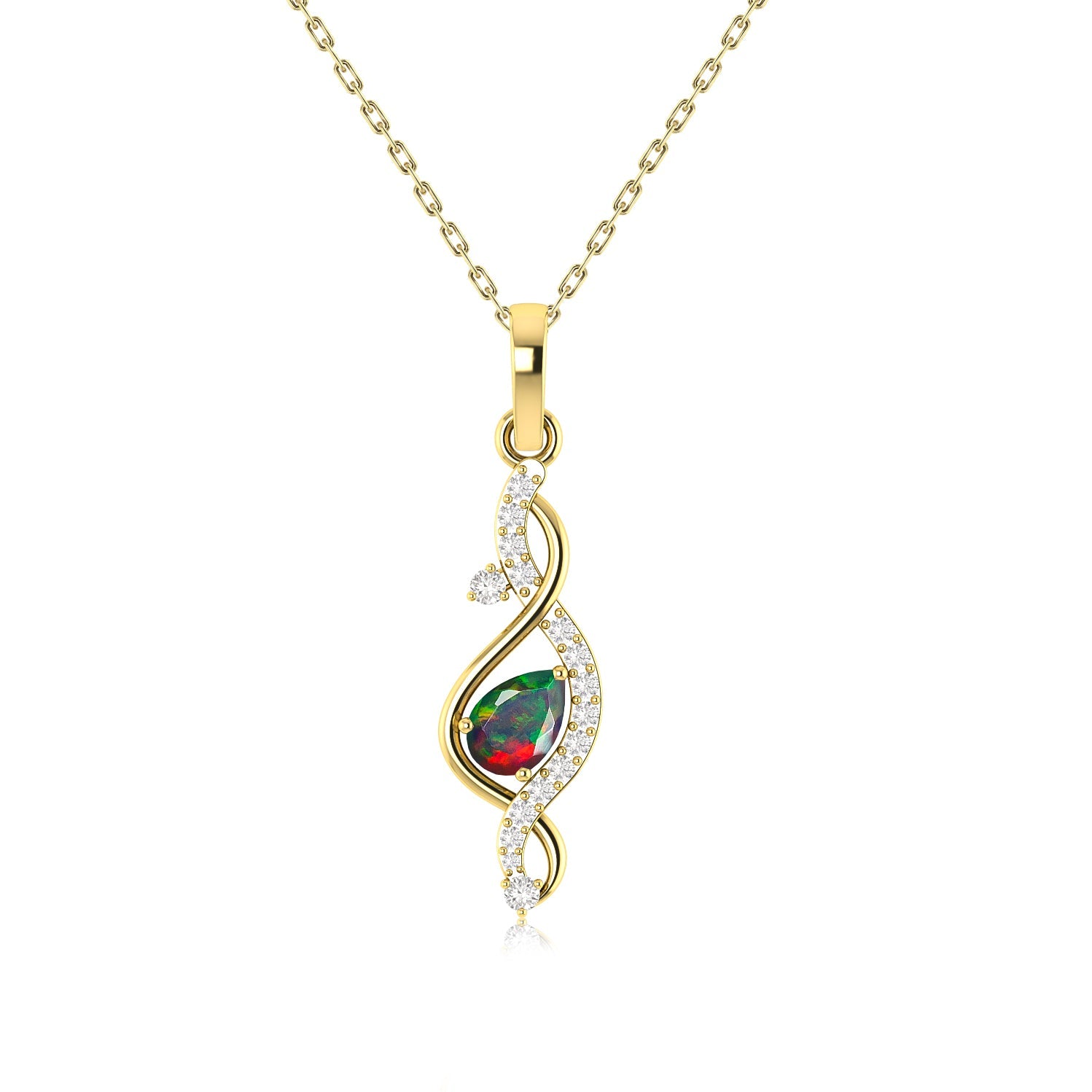 Pear Shape Natural Black Opal Designer Pendant Necklace - Goodstone Jewels