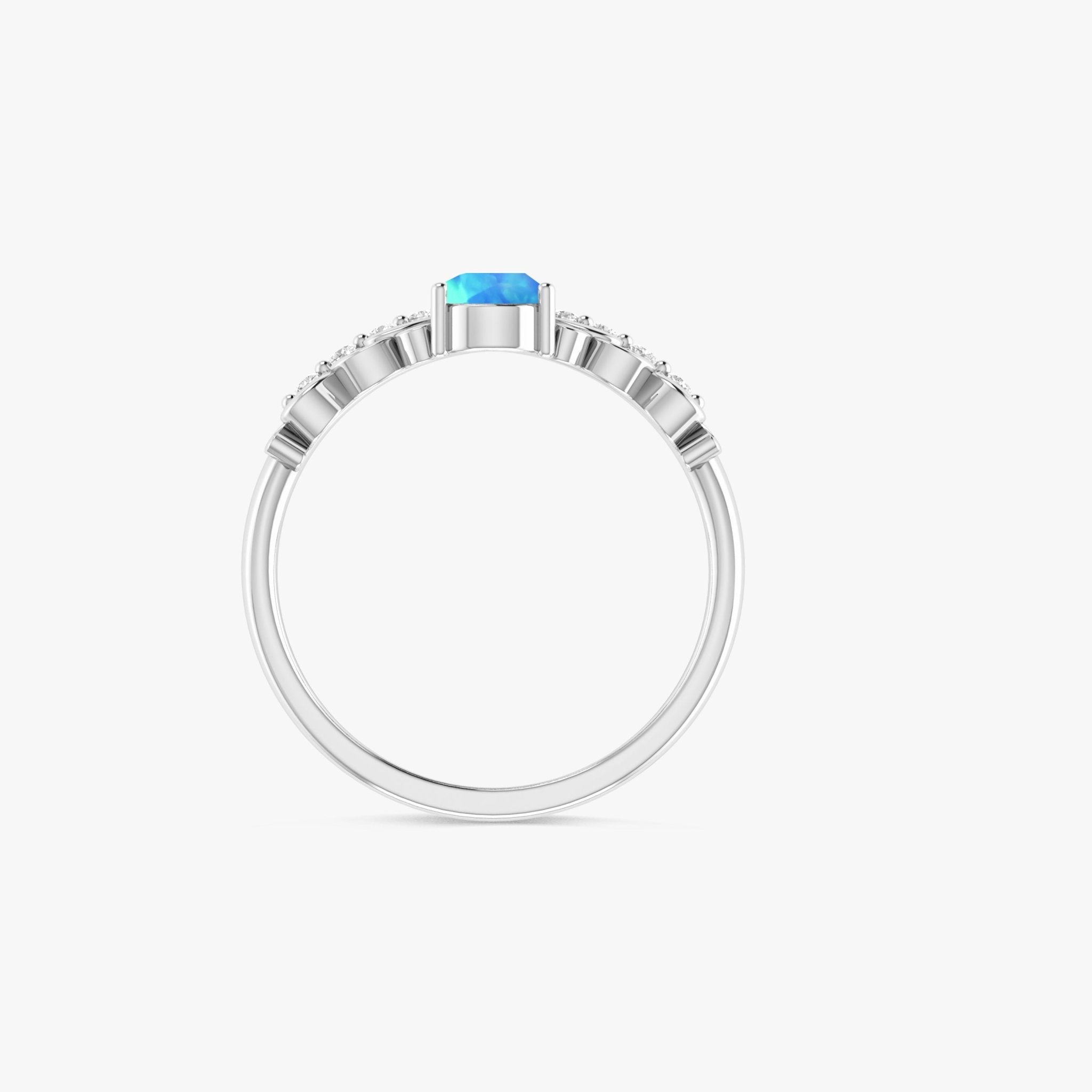 Pear Shape Natural Blue Opal Crown Style Wishbone Ring - Goodstone Jewels