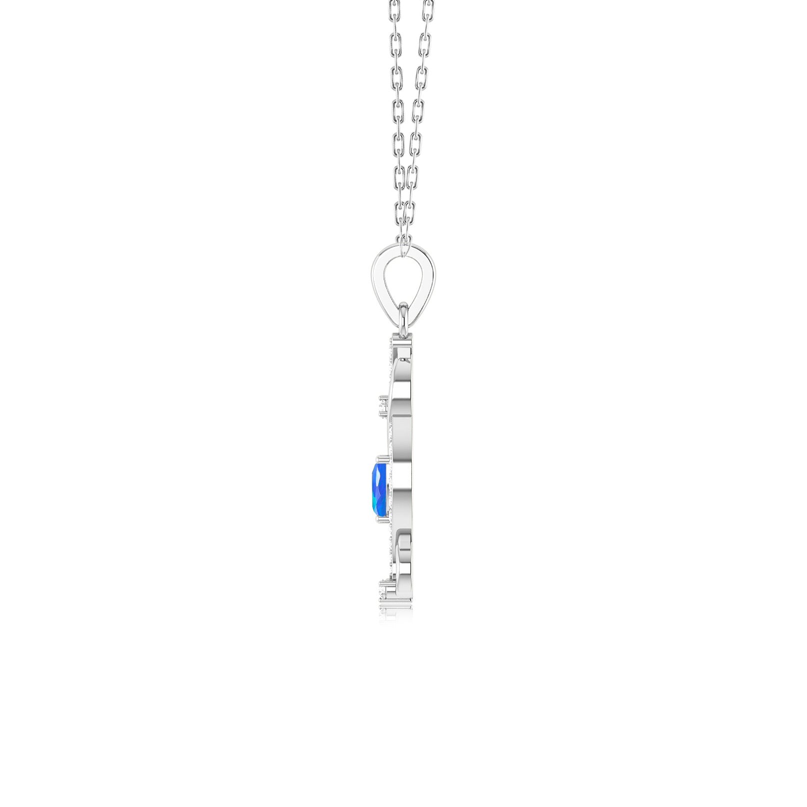Pear Shape Natural Blue Opal Designer Pendant Necklace - Goodstone Jewels
