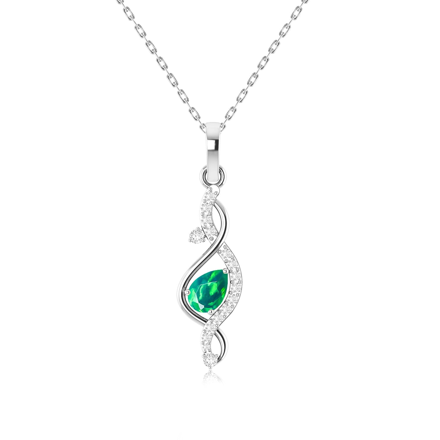 Pear Shape Natural Green Opal Designer Pendant Necklace - Goodstone Jewels