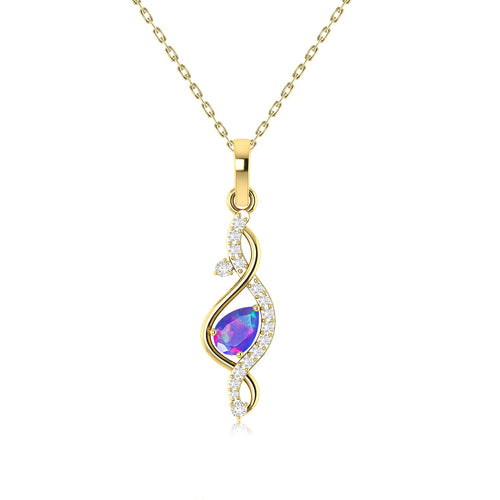 Pear Shape Natural Lavender Opal Designer Pendant Necklace