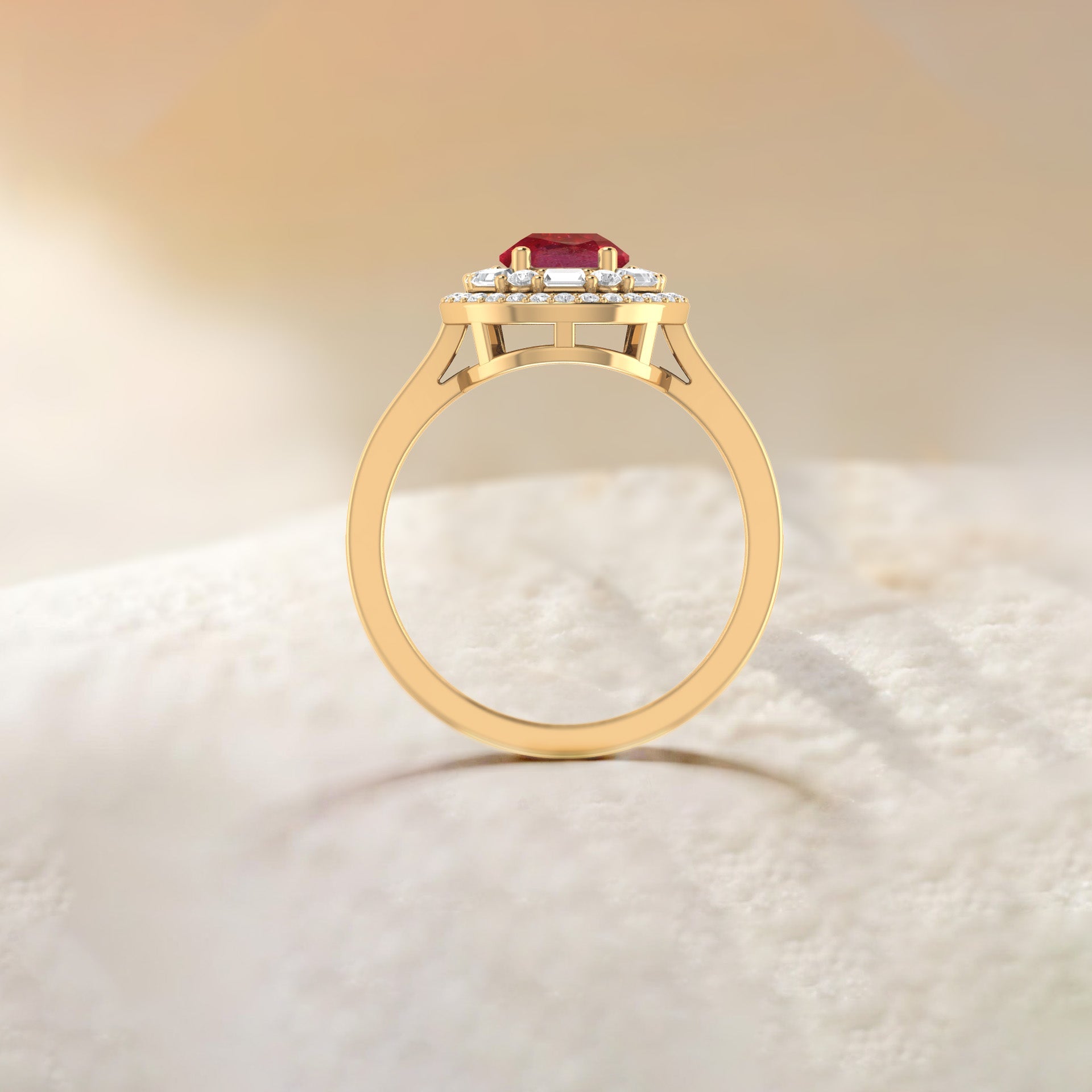 Pear Shape Natural Ruby Statement Halo Ring - Goodstone Jewels
