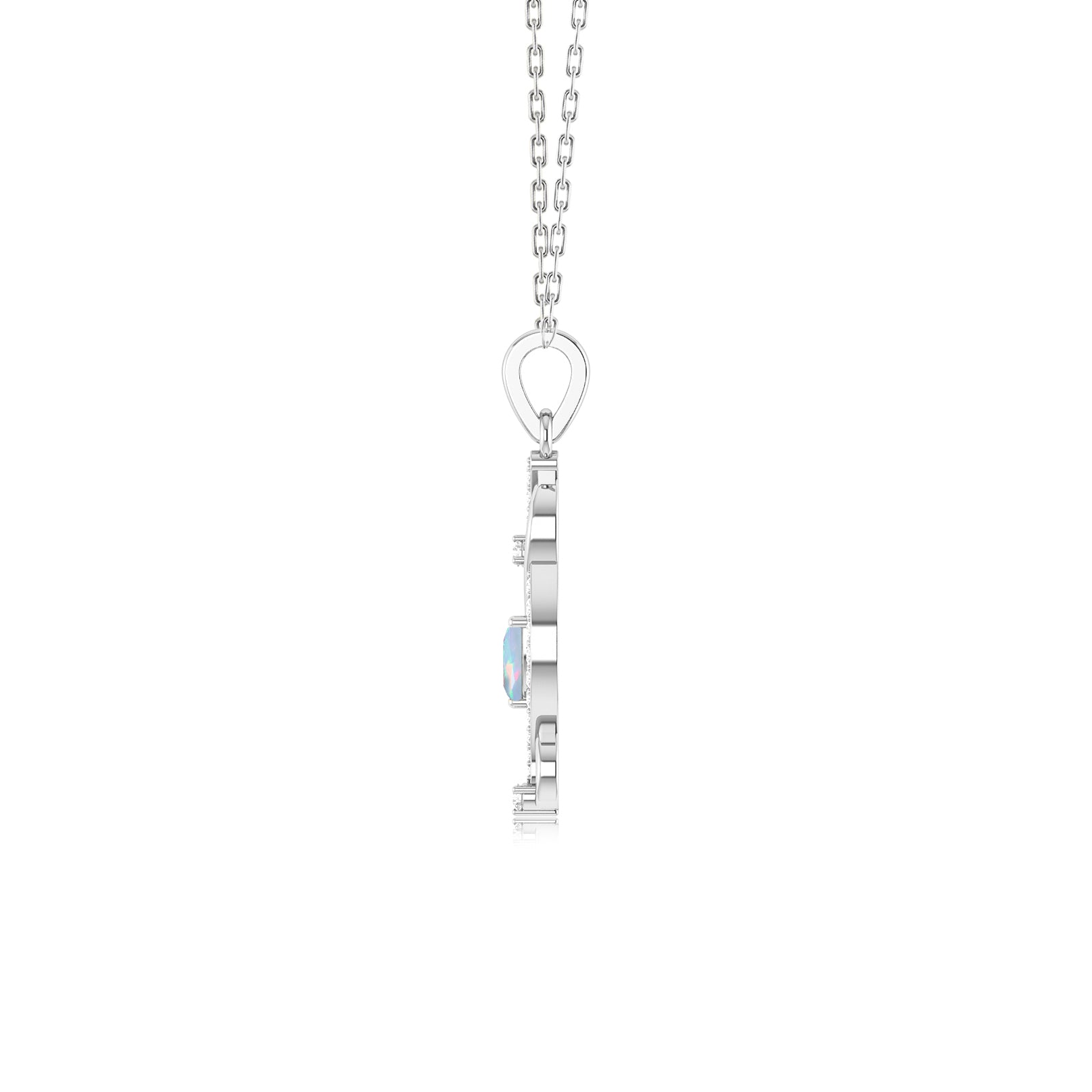 Pear Shape Natural White Opal Designer Pendant Necklace - Goodstone Jewels