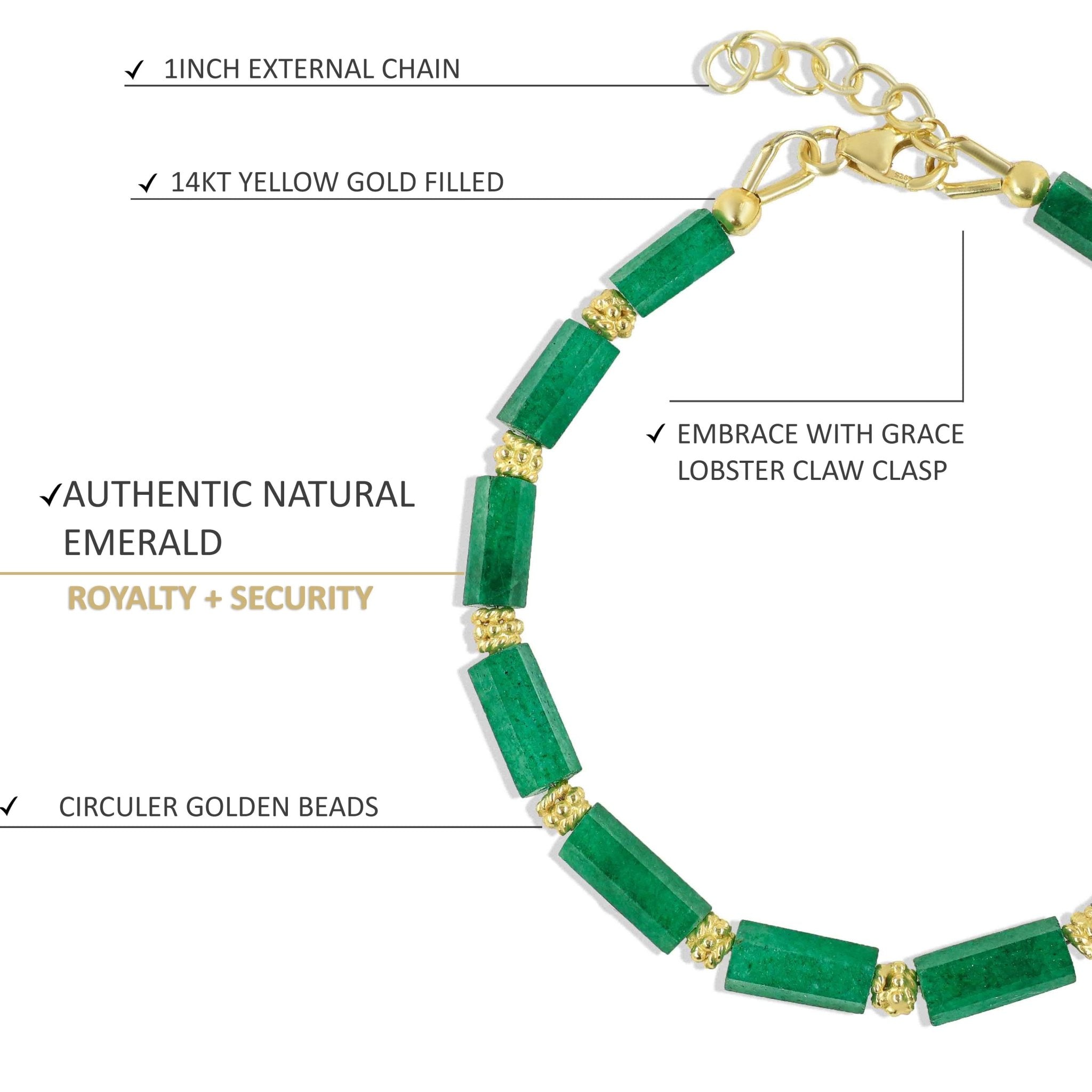 Pencil Separator Natural Emerald Beaded Bracelet - Goodstone Jewels