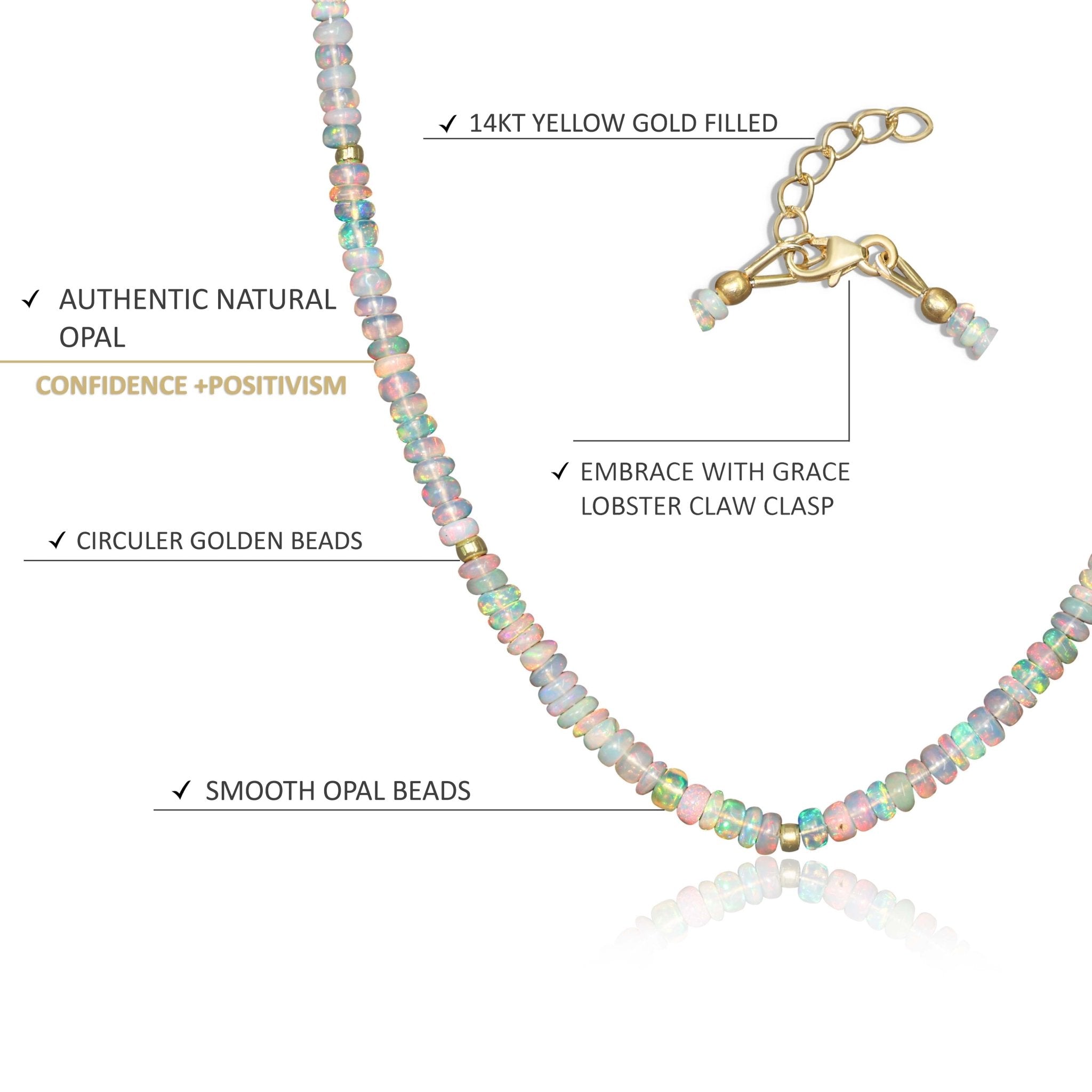 Plain Beads With Separator Beaded Necklace Natural White Opal - Goodstone Jewels