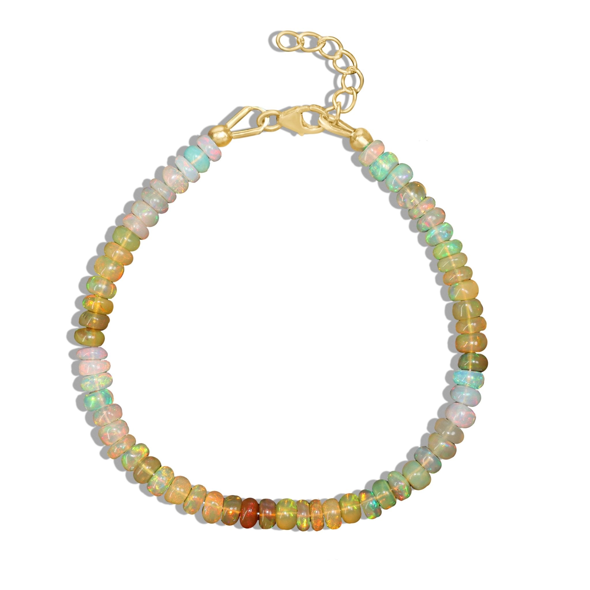 Plain shaded natural yellow opal gold plated bracelet in elegant bead bracelet designs