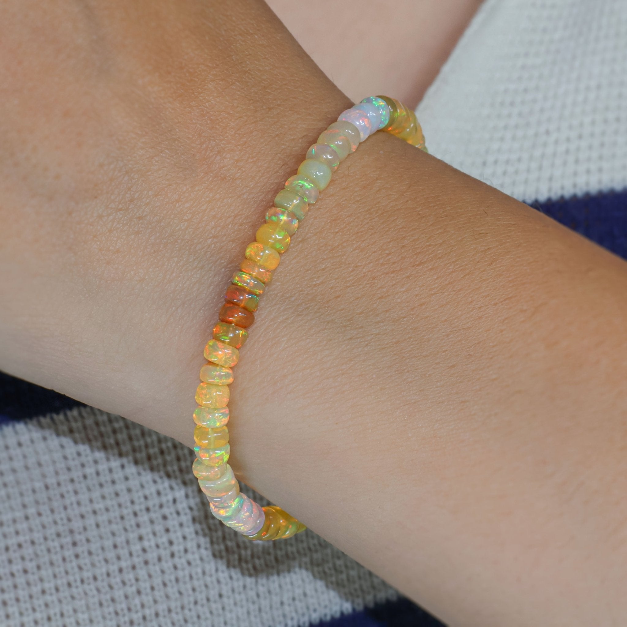 Plain Shaded Natural Yellow Opal Beaded Bracelet - Goodstone Jewels