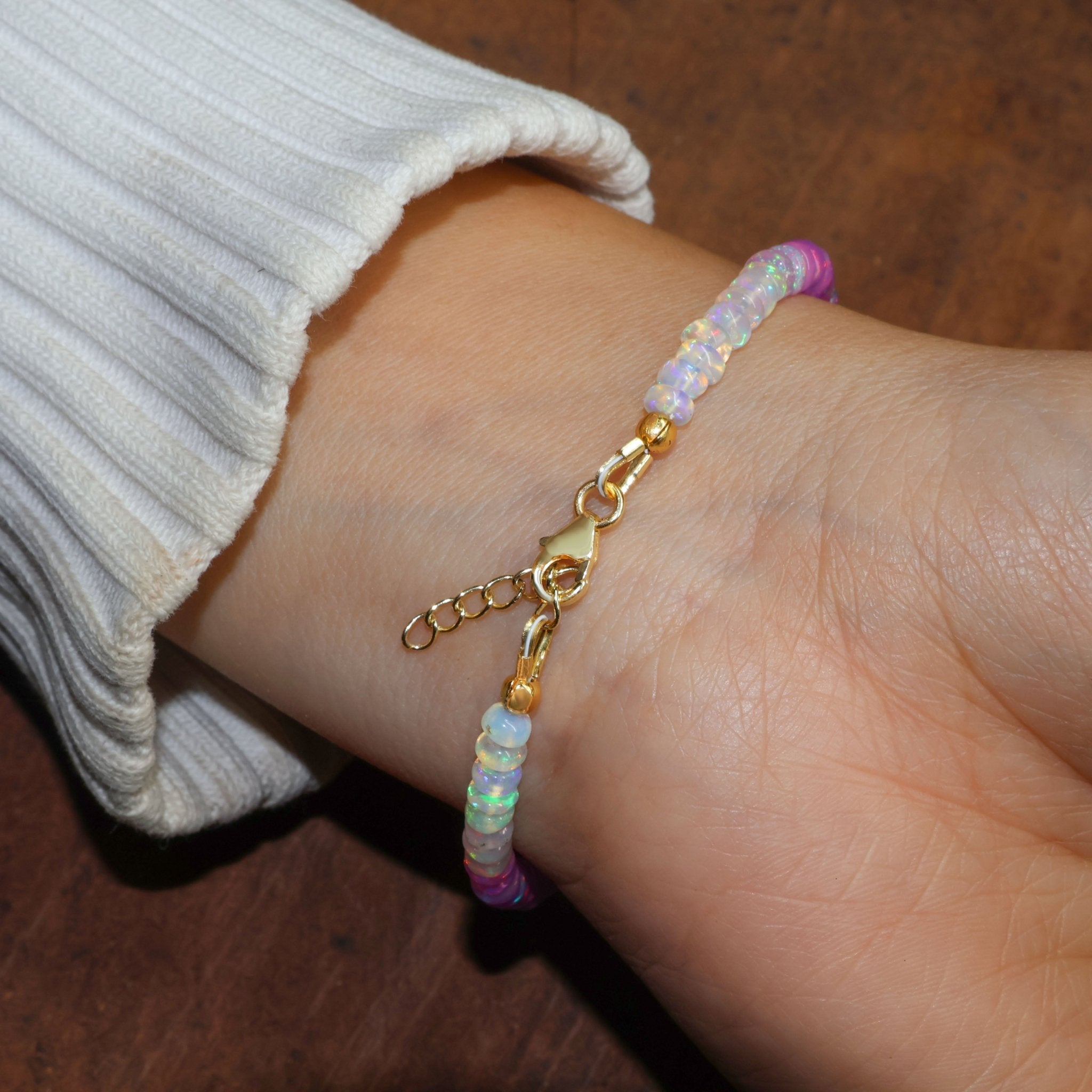 Purple Opal Plain Shaded Beaded Bracelet Natural Birthstone - Goodstone Jewels