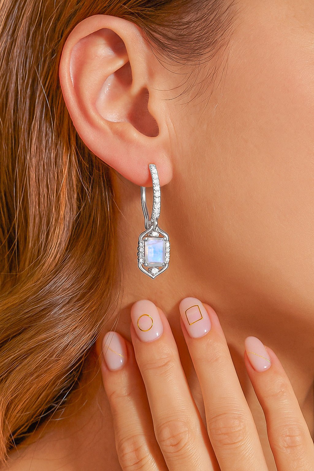 Rainbow Moonstone Drop and Dangle Silver Earrings - Goodstone Jewels