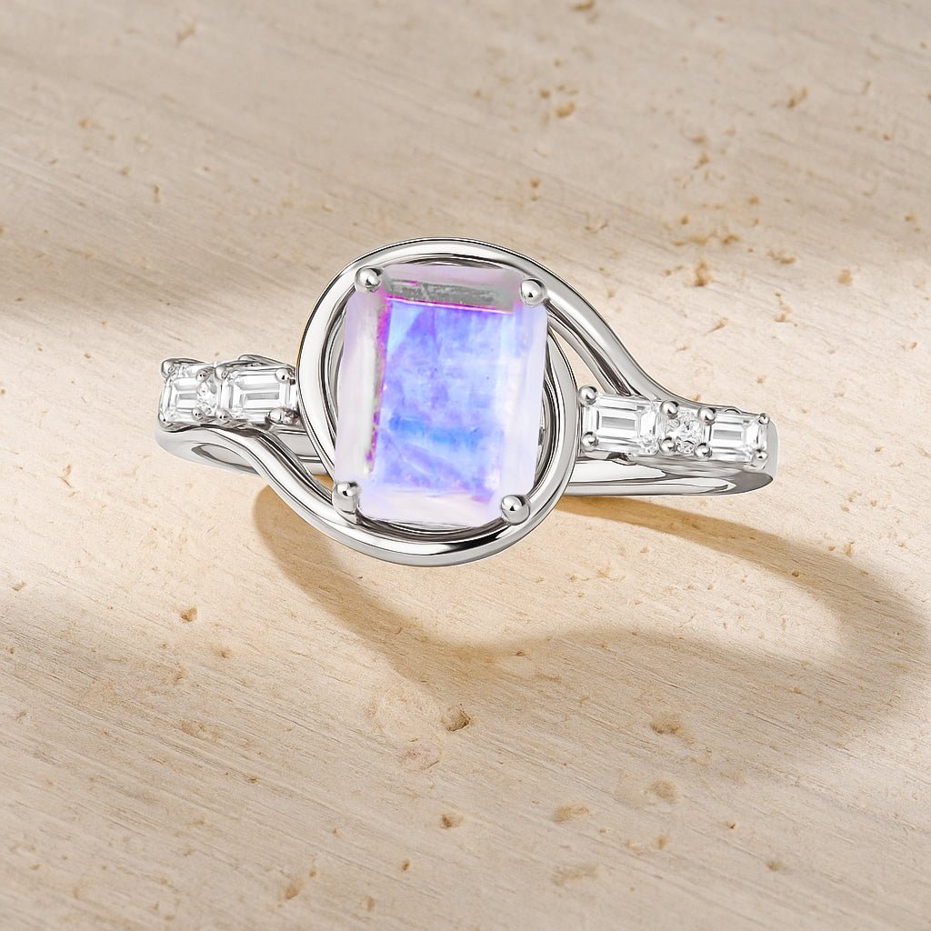 Rainbow Moonstone Gemstone Statement Ring for Women - Goodstone Jewels
