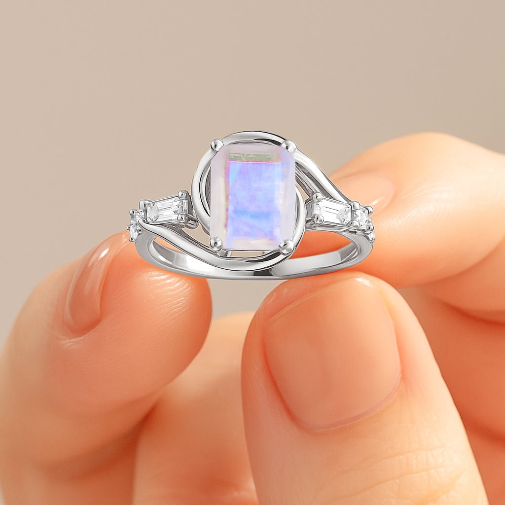 Rainbow Moonstone Gemstone Statement Ring for Women - Goodstone Jewels