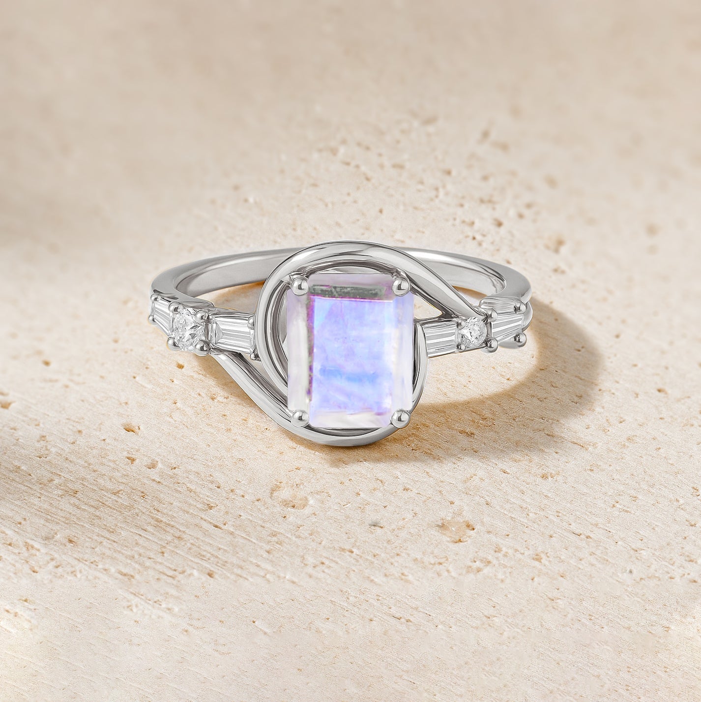 Rainbow Moonstone Gemstone Statement Ring for Women - Goodstone Jewels