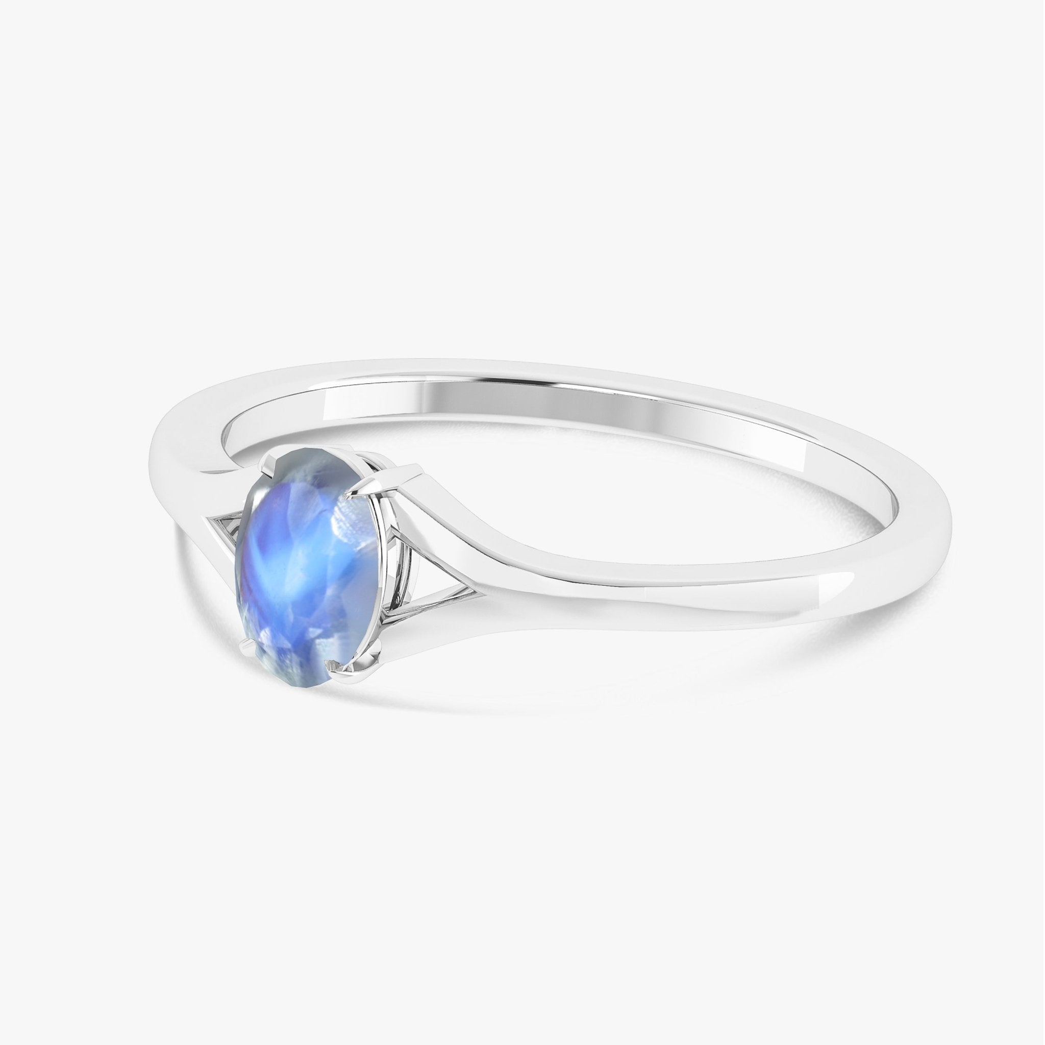 Rainbow Moonstone Oval Faceted Gemstone Ring - Goodstone Jewels