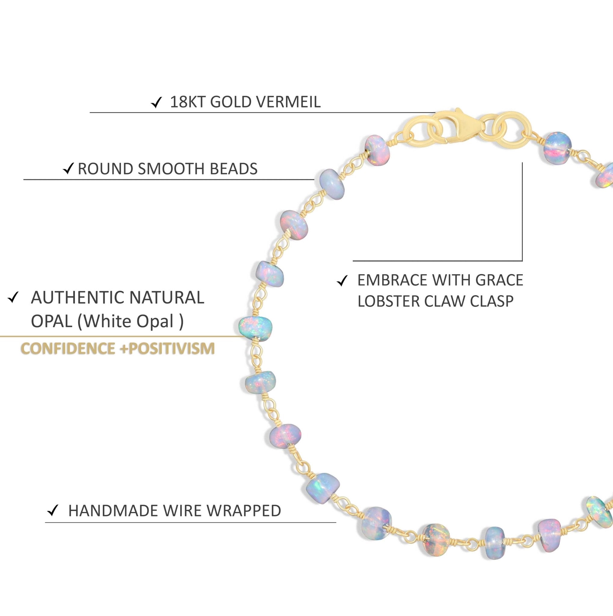 Rainbow White Opal Beads Chain Bracelet For Women - Goodstone Jewels